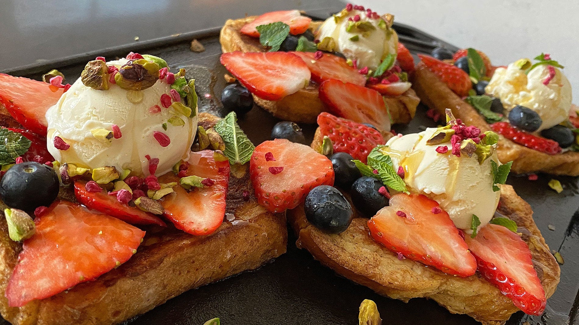 French Cinnamon toast with ice cream and fresh berries. - Buy Me Once UK