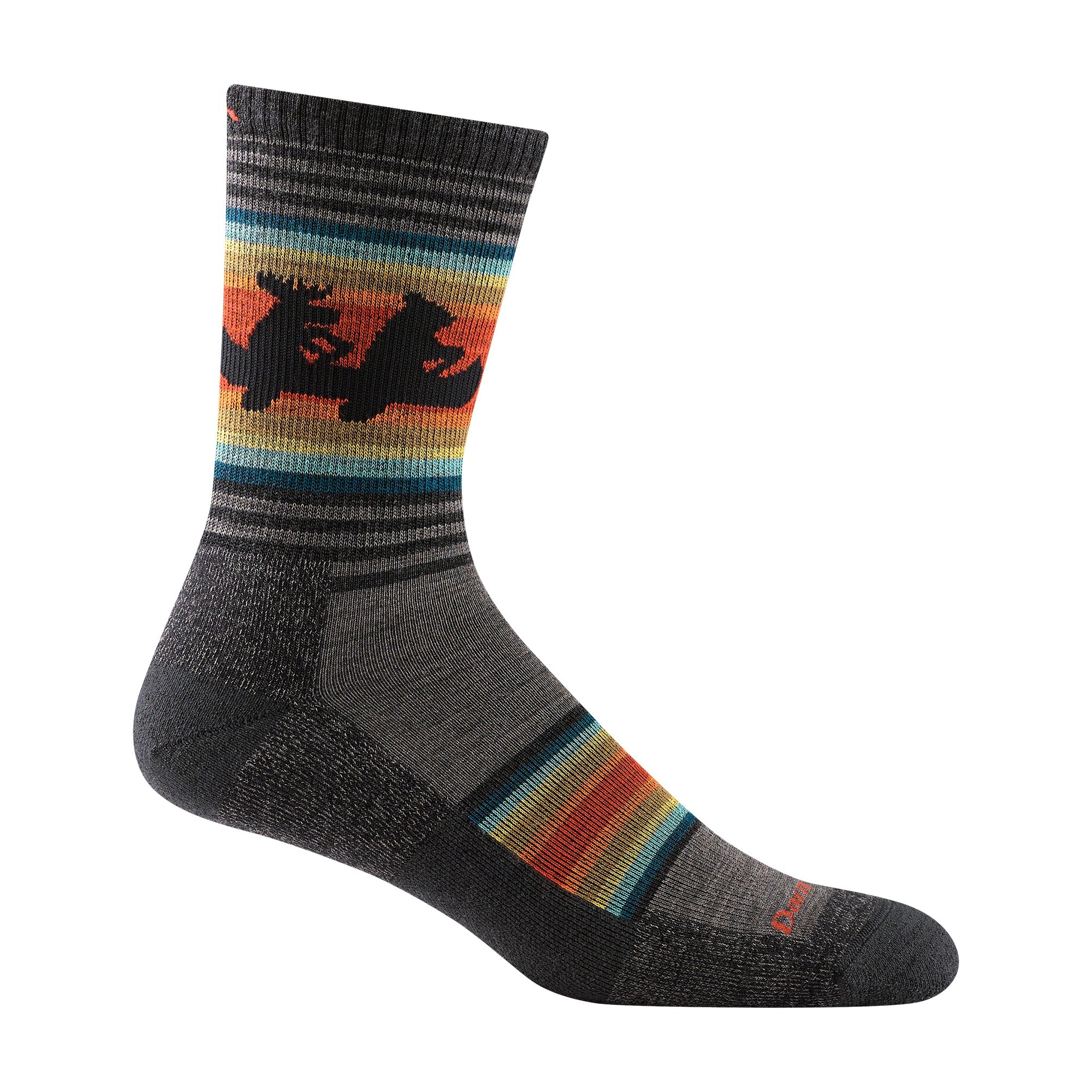 Mens Animal Patterned Micro Crew Lightweight Hiking Merino Wool Socks