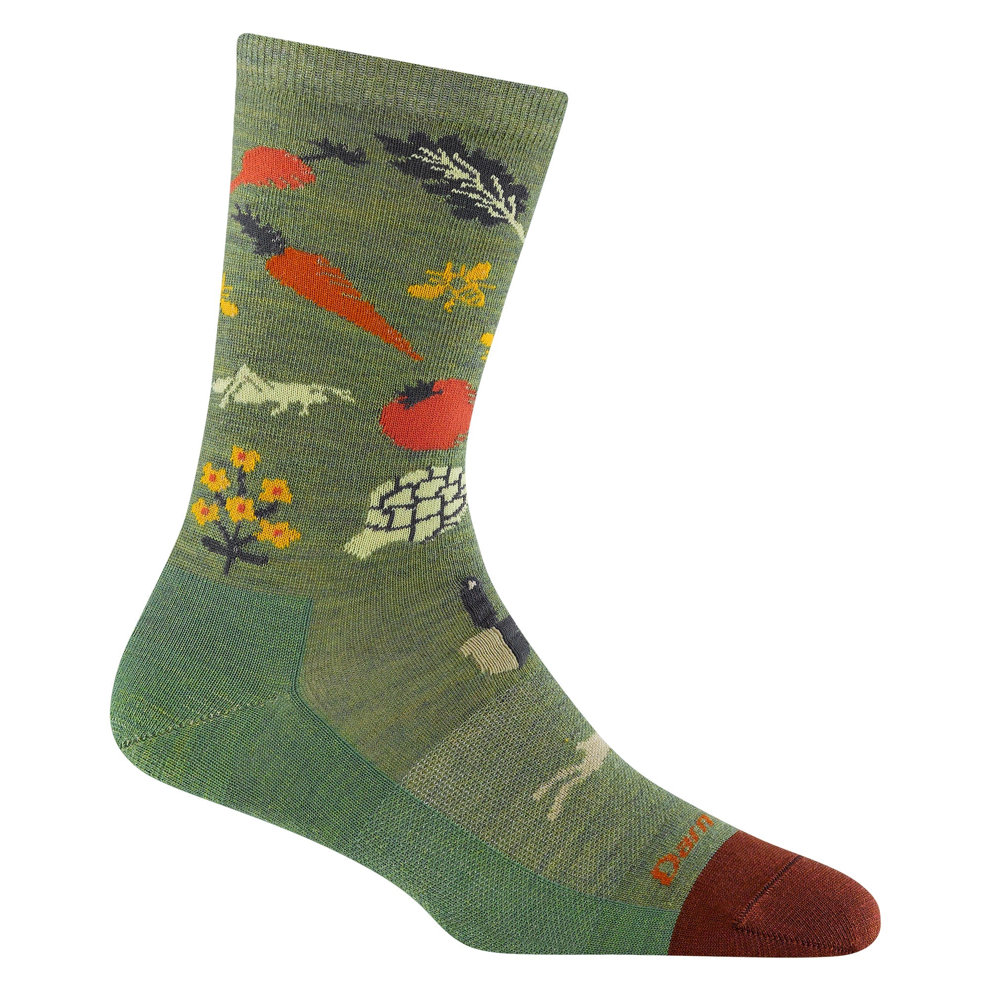 Ladies Vegetable Patterned Lightweight Merino Wool Crew Socks
