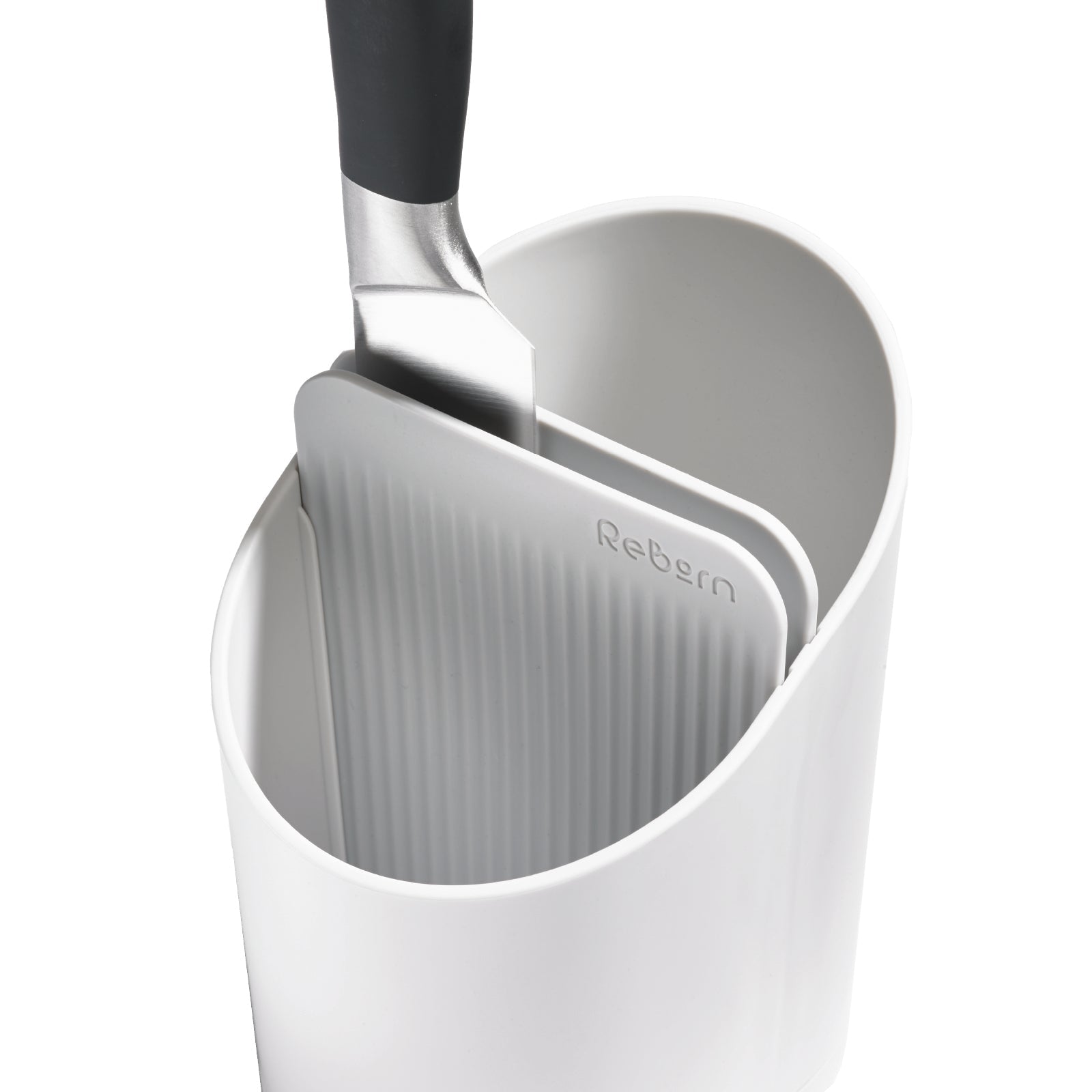 Eco-friendly recycled cutlery drainer with inner divider for organized, clutter-free kitchen storage.