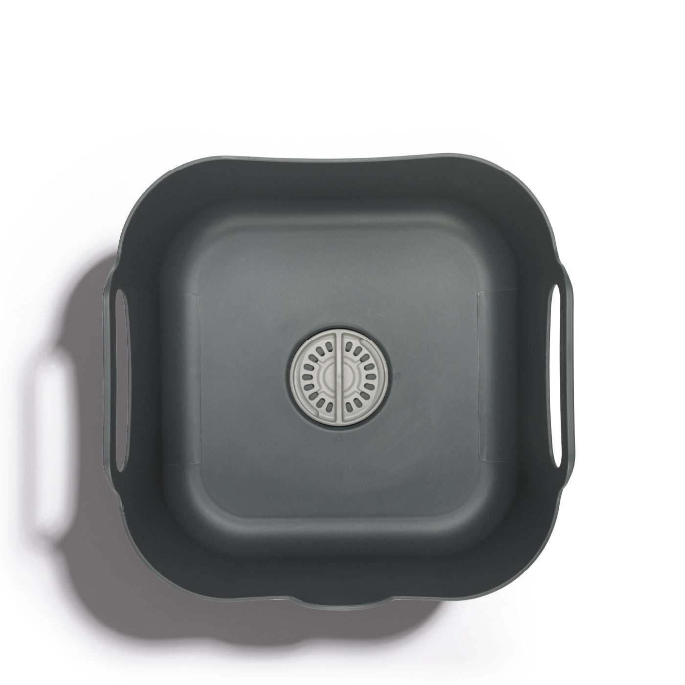 Recycled washing up bowl with built-in strainer, sturdy handles, and eco-friendly design.