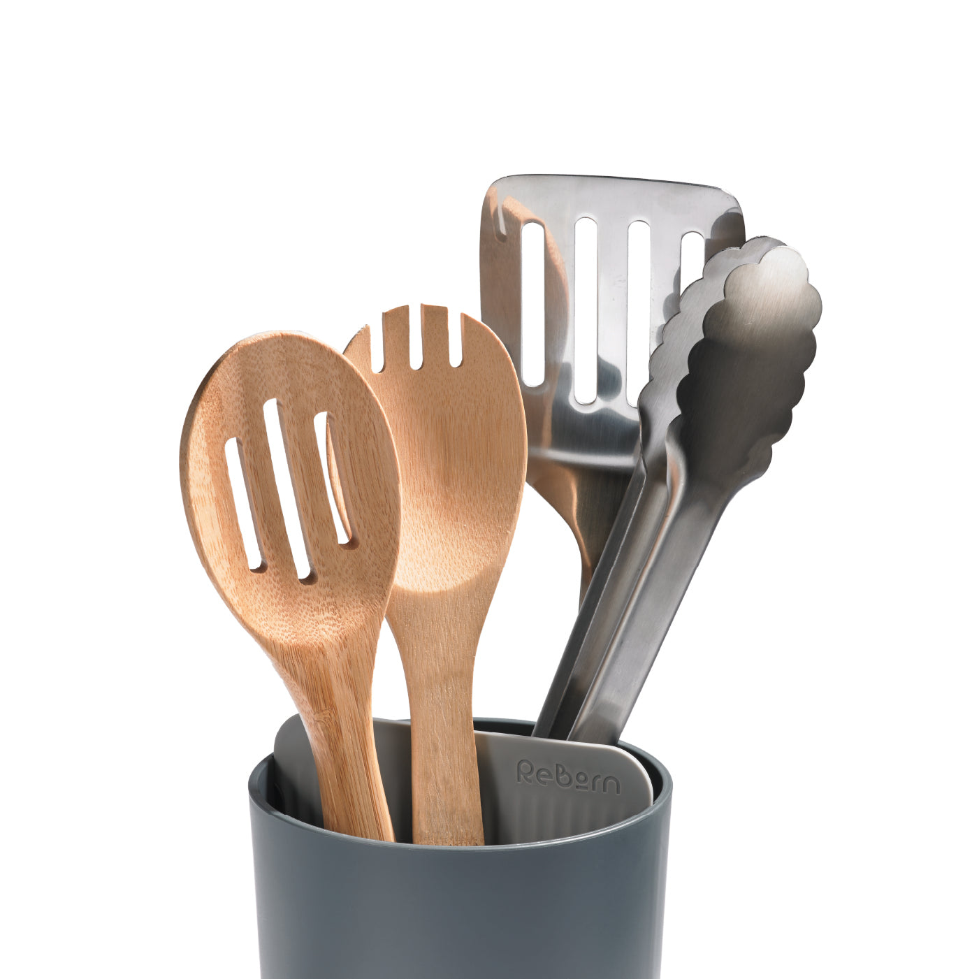 Eco-friendly recycled utensil holder, sleek and durable—keeps kitchen tools organized sustainably.