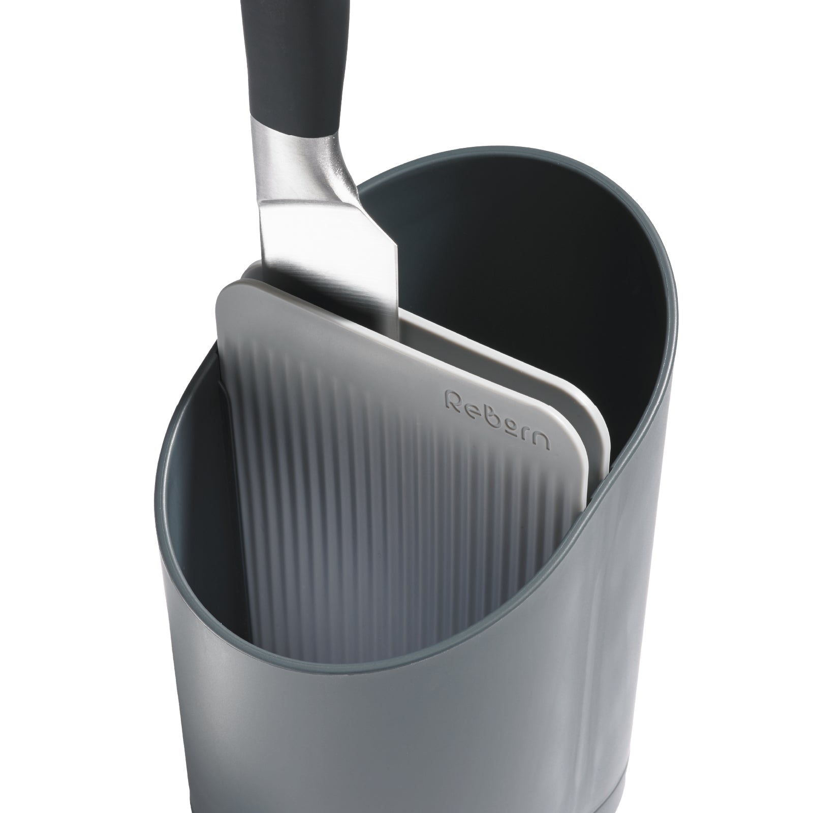 Eco-friendly recycled cutlery drainer with a modern design, built-in divider, and drainage for organized kitchens.