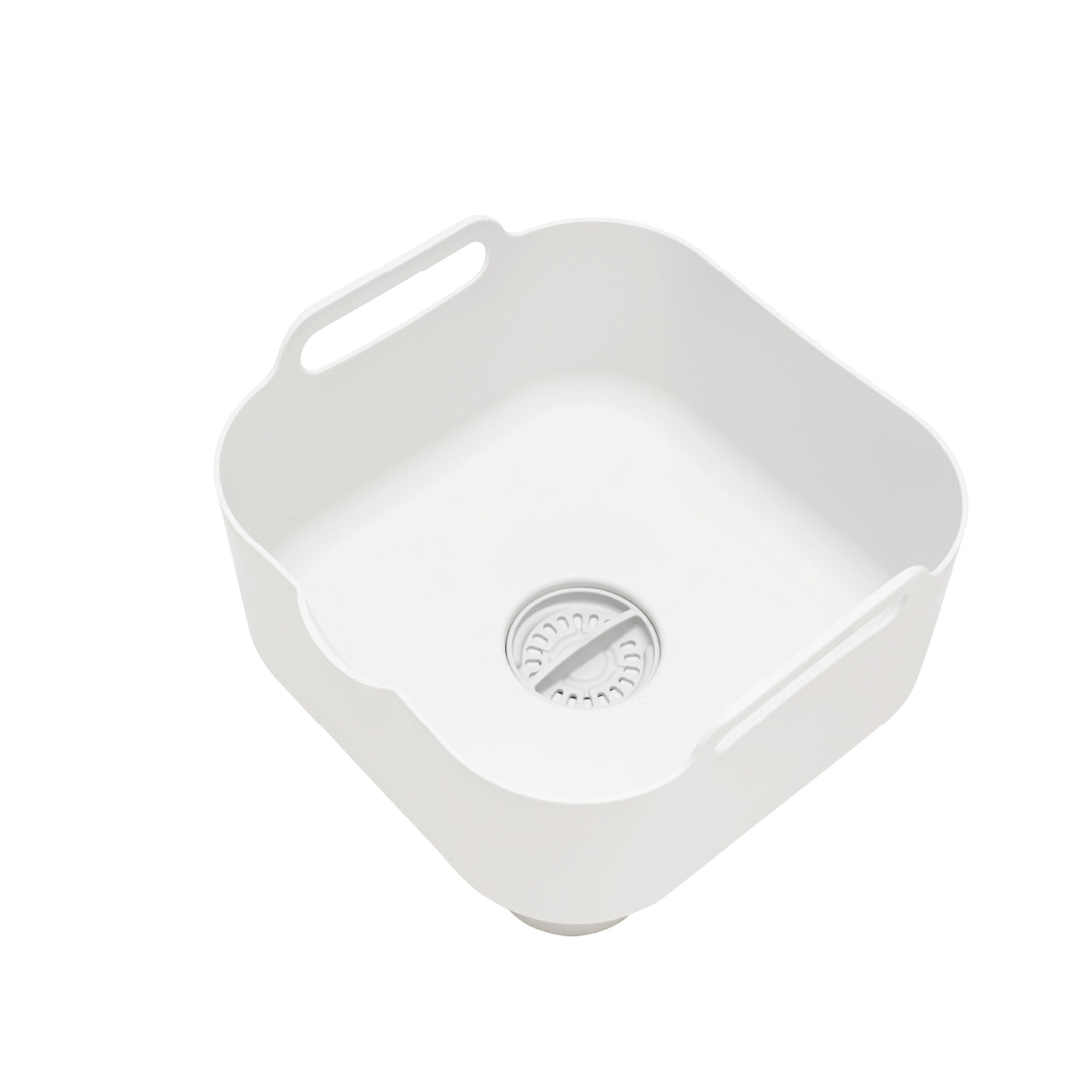 Eco-friendly recycled washing up bowl with built-in strainer drain for easy water drainage.