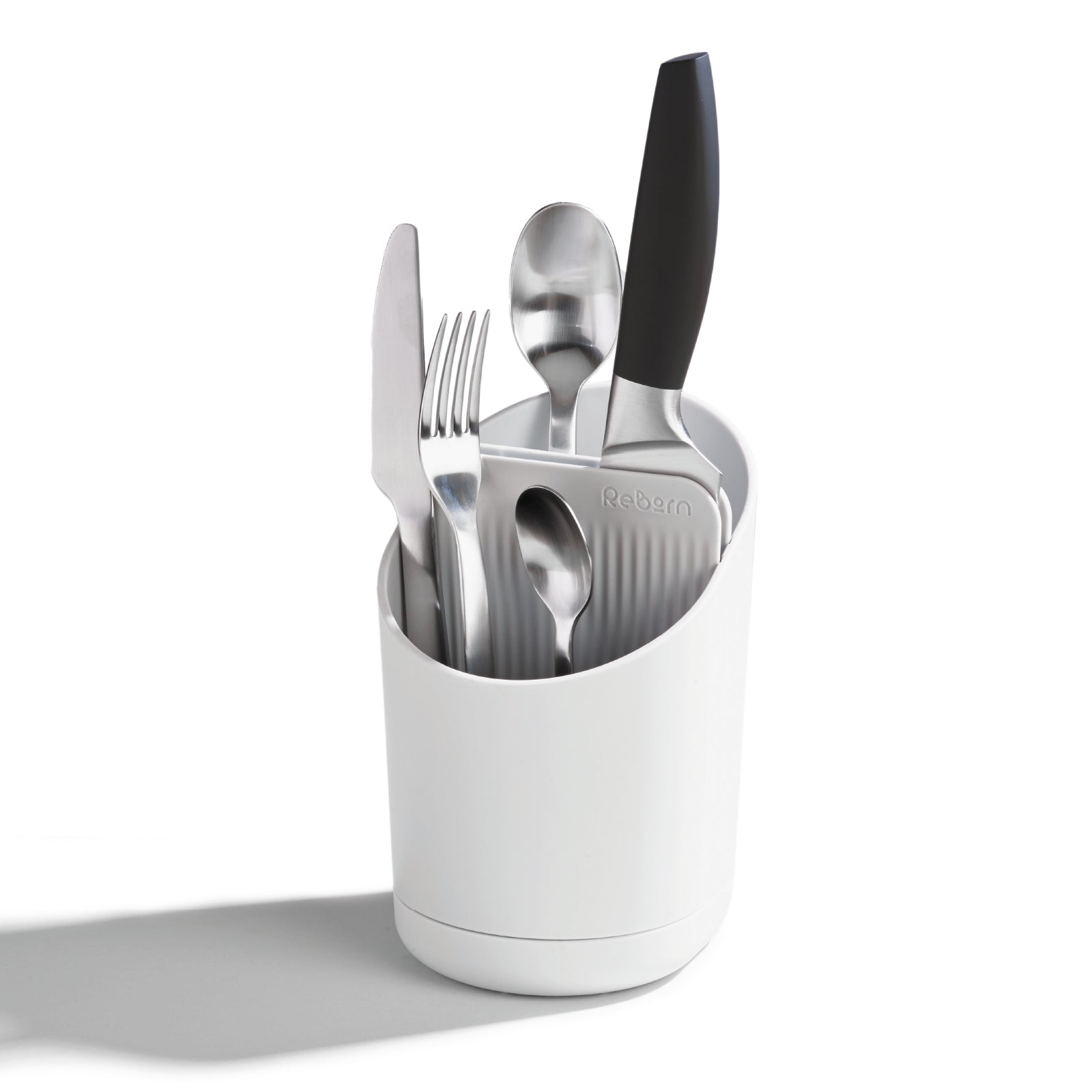 Eco-friendly recycled cutlery drainer, sleek design for organized, efficient utensil drying.