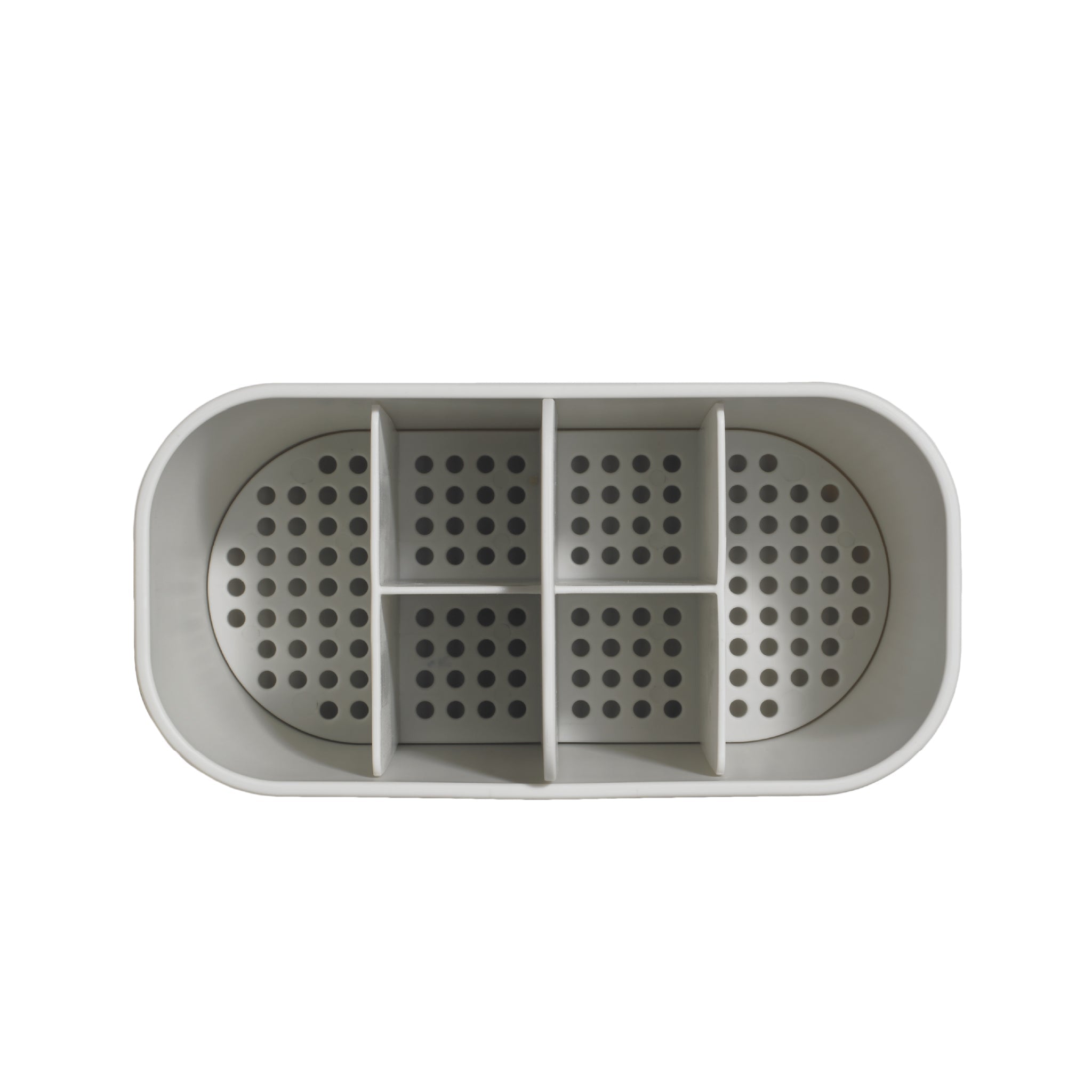 Large bathroom caddy with six draining compartments, perfect for organizing toiletries and shower essentials.