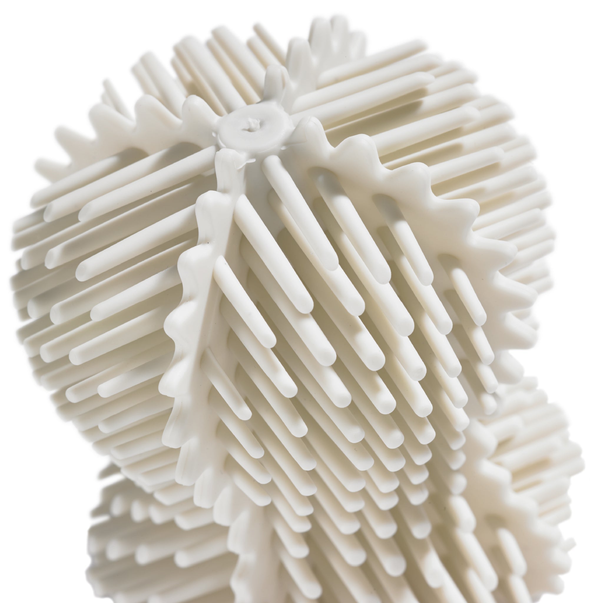 Durable ReBorn toilet brush head with dense, spiral bristles for thorough, hygienic cleaning.