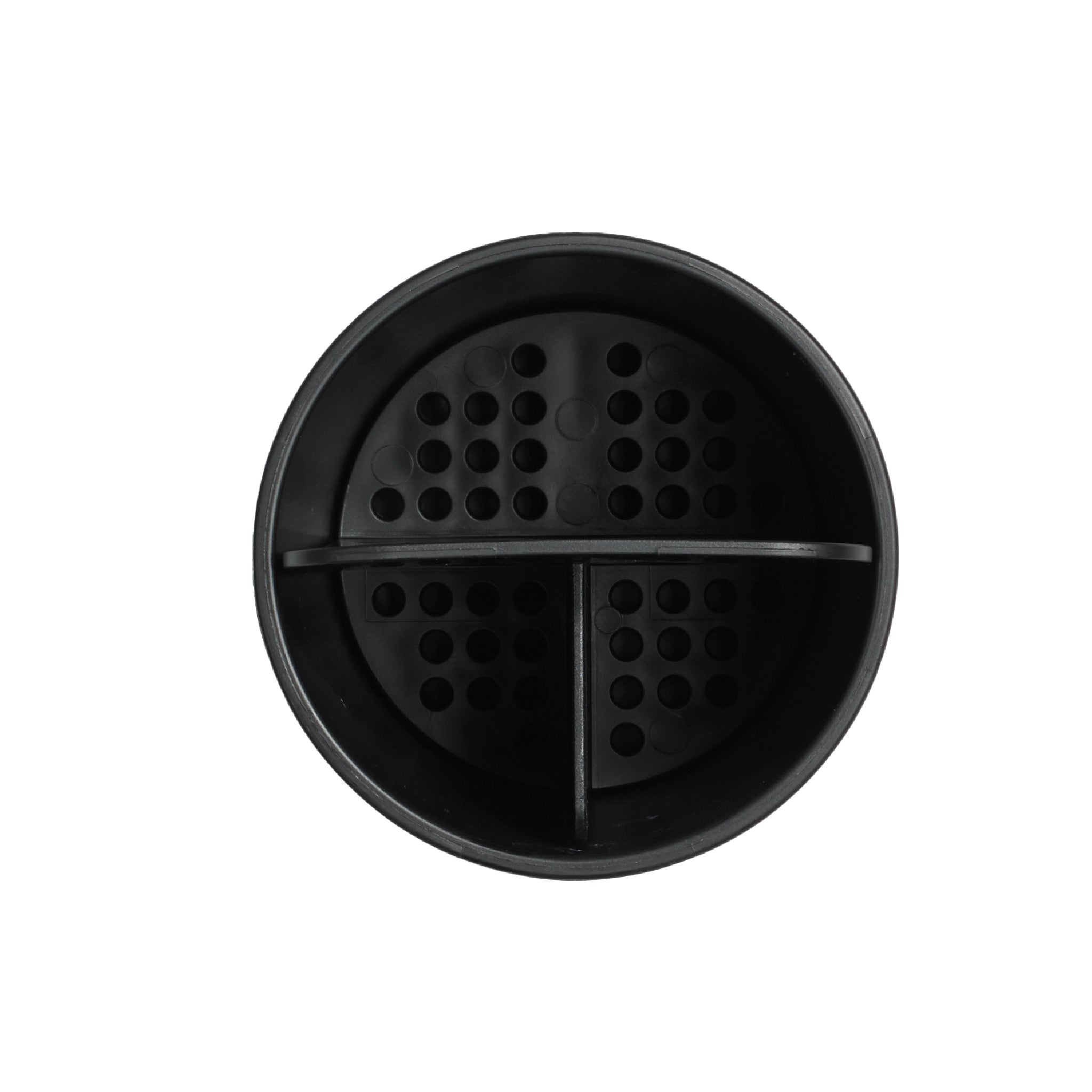 Black ReBorn toothbrush holder with a grid design, keeps brushes upright, dry, and organized.