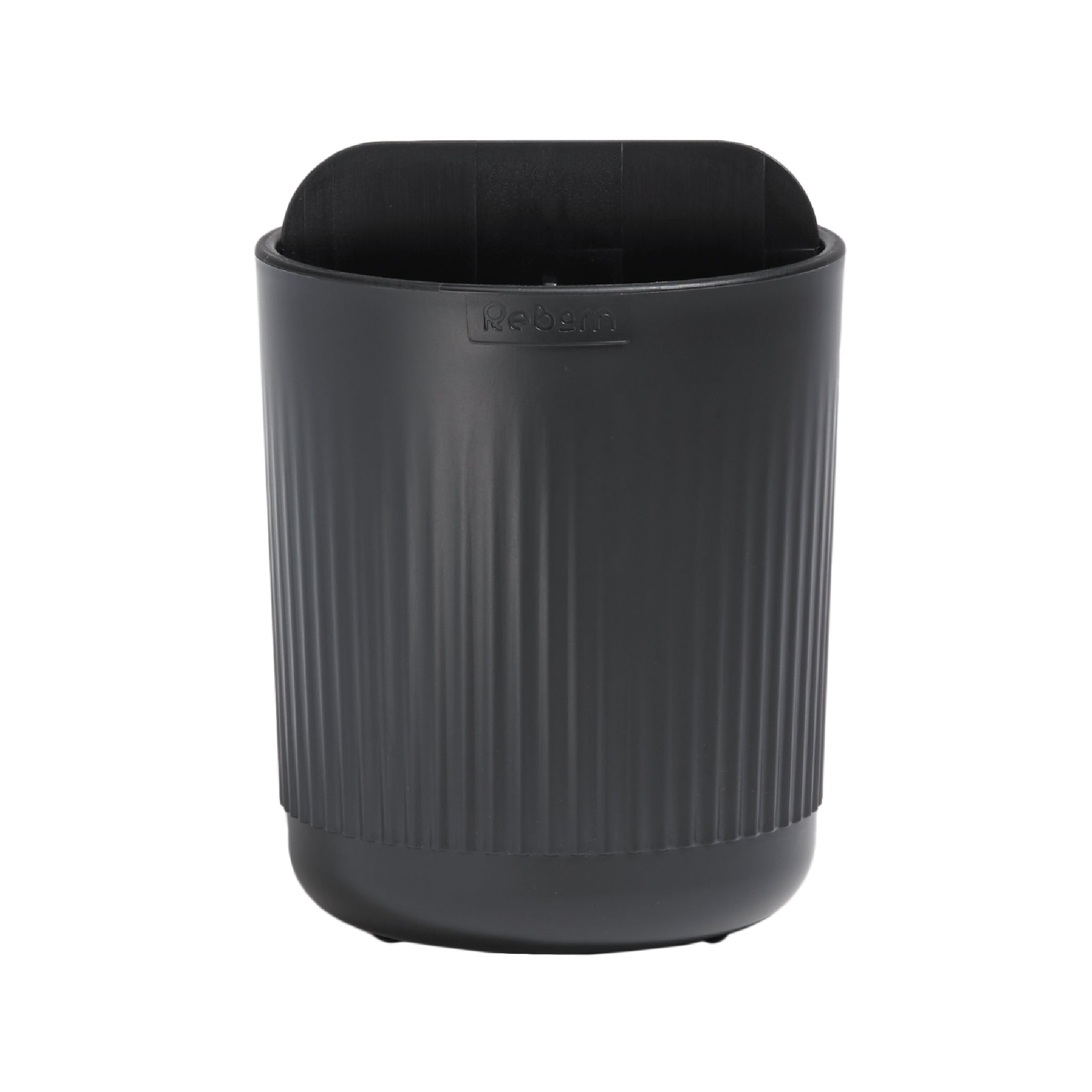 Stylish grooved toothbrush holder, durable and sleek, keeps brushes upright and counters clutter-free.