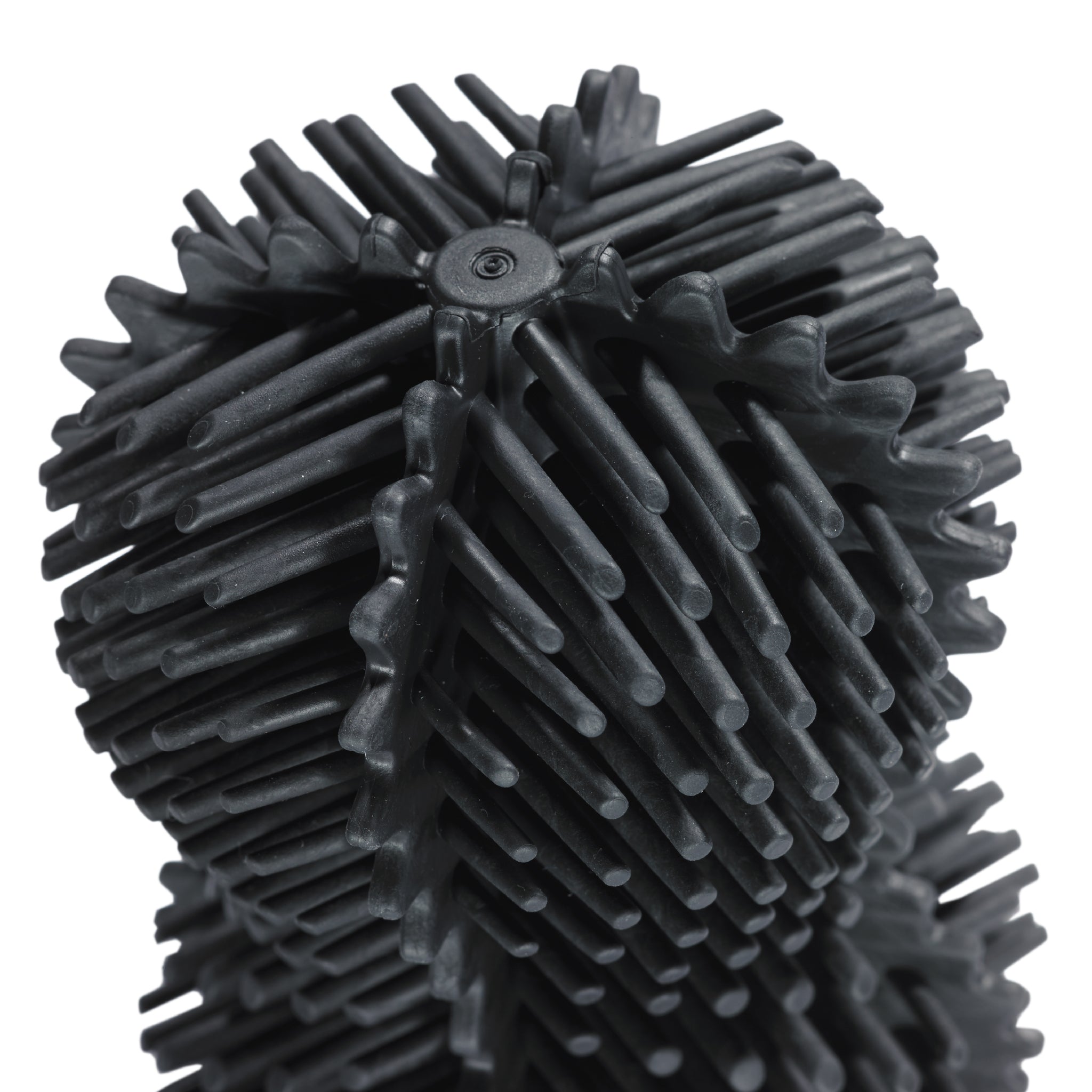 Silicone toilet brush with flexible bristles for deep cleaning, preventing buildup, and easy rinsing.