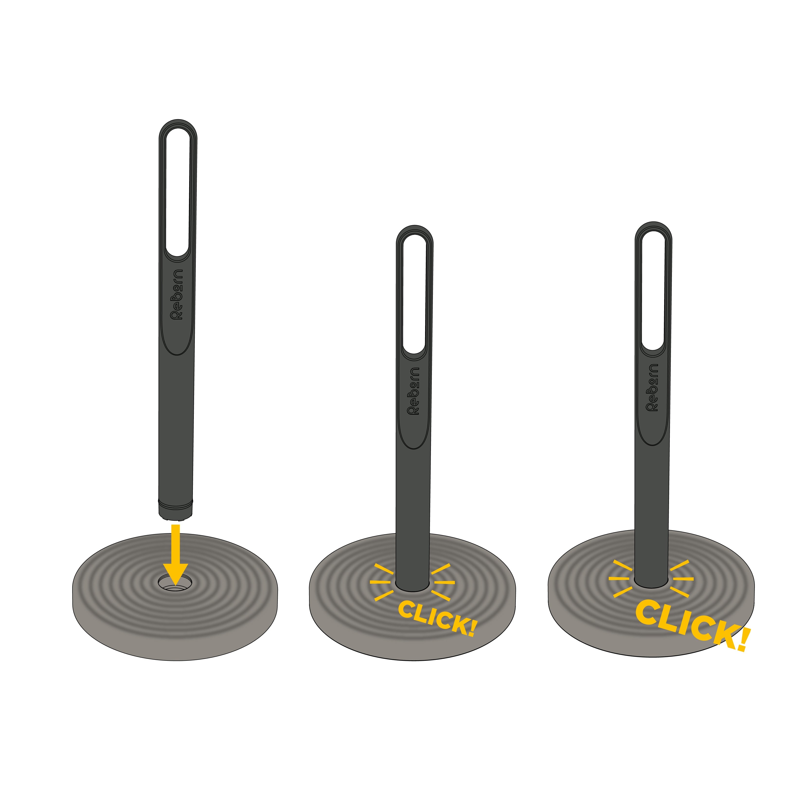 ReBorn recycled kitchen roll holder, easy tool-free assembly with sturdy, eco-friendly design.