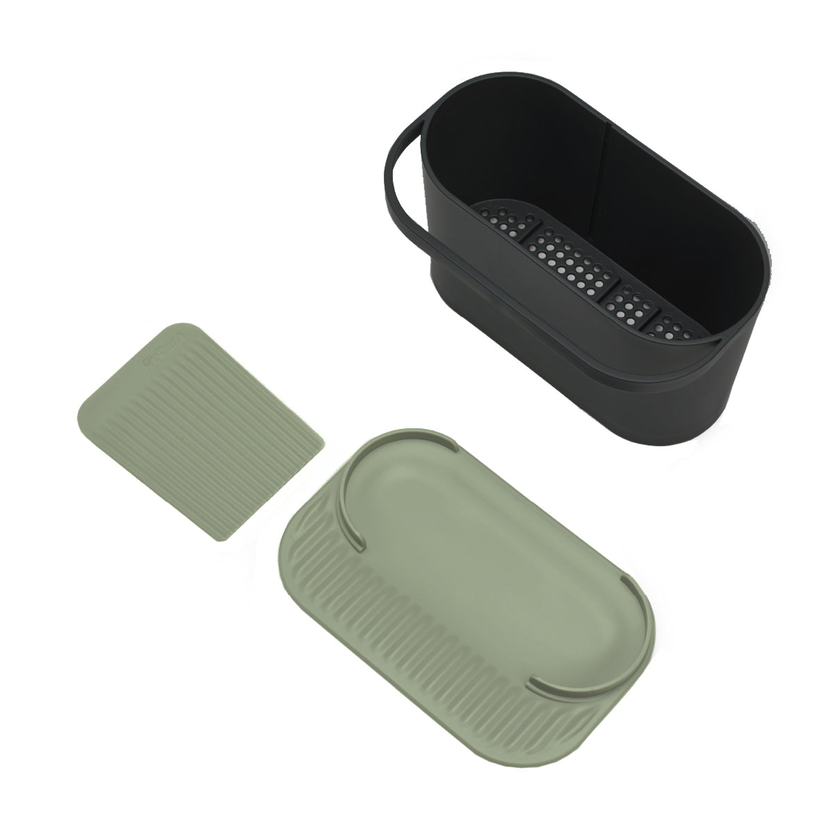 Recycled kitchen sink tidy with drainage, eco-friendly design, and compartments for organized dishwashing.