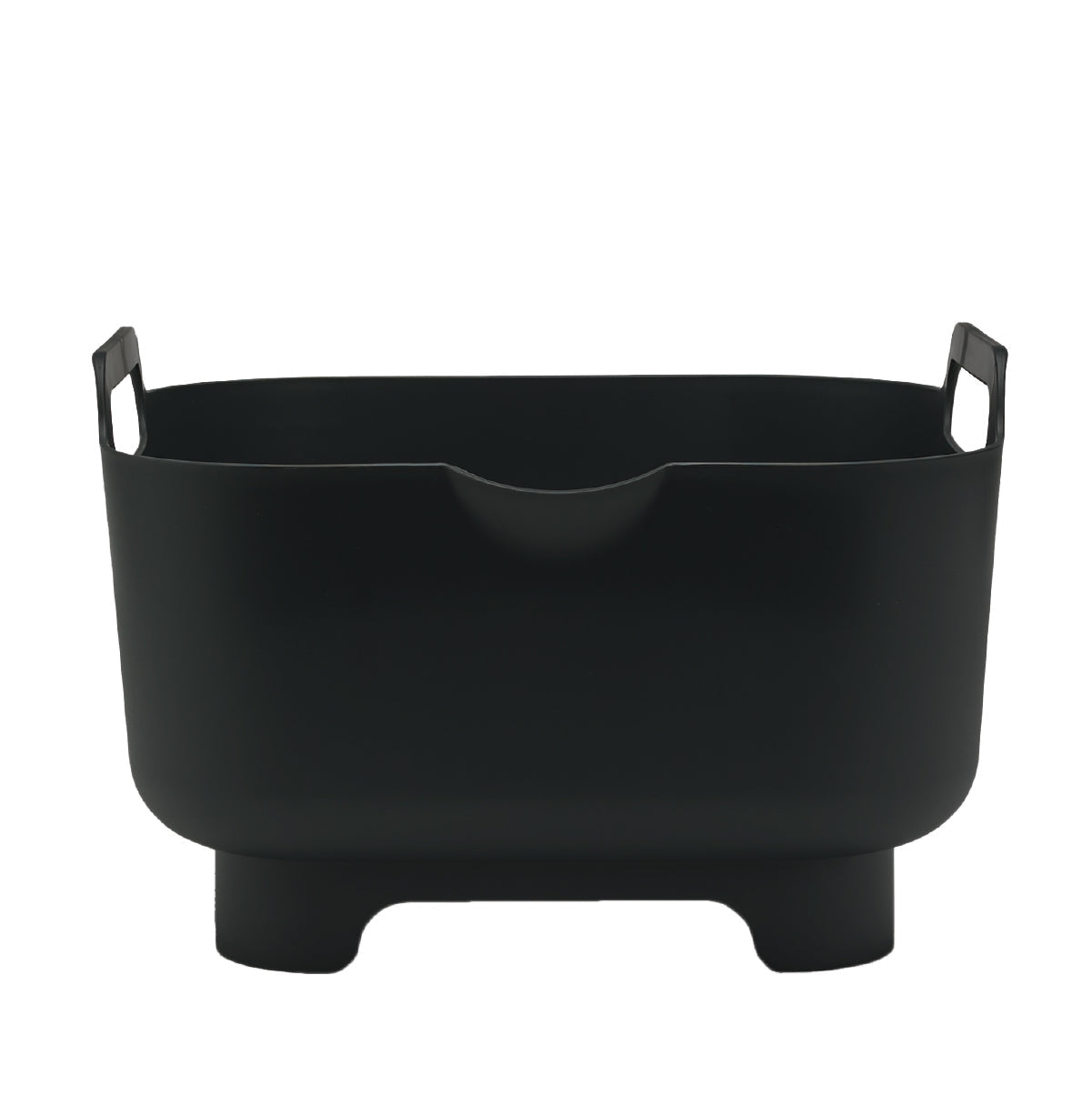 Black recycled washing up bowl with raised base, integrated handles, and a modern, durable design.