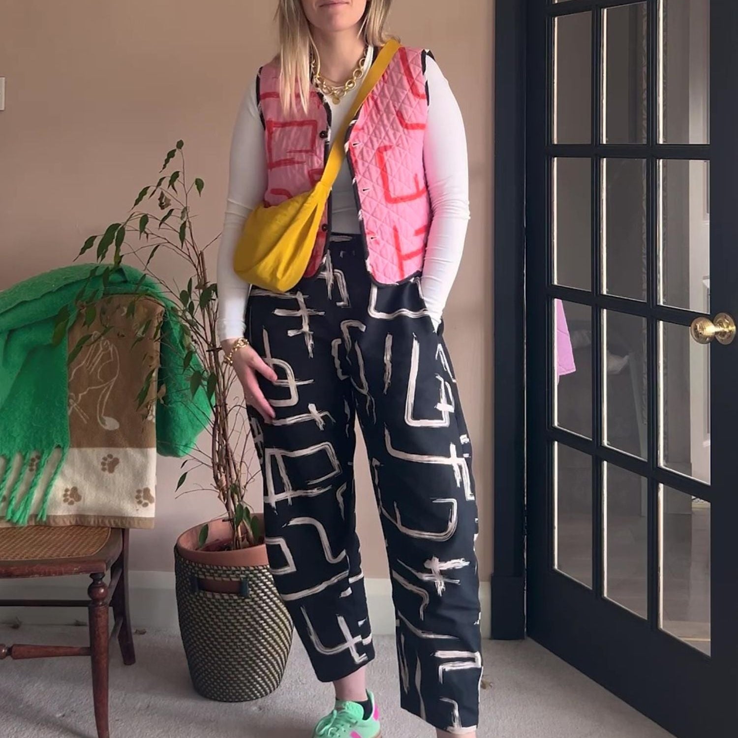 Wild Clouds Balloon pants and quilted gilet