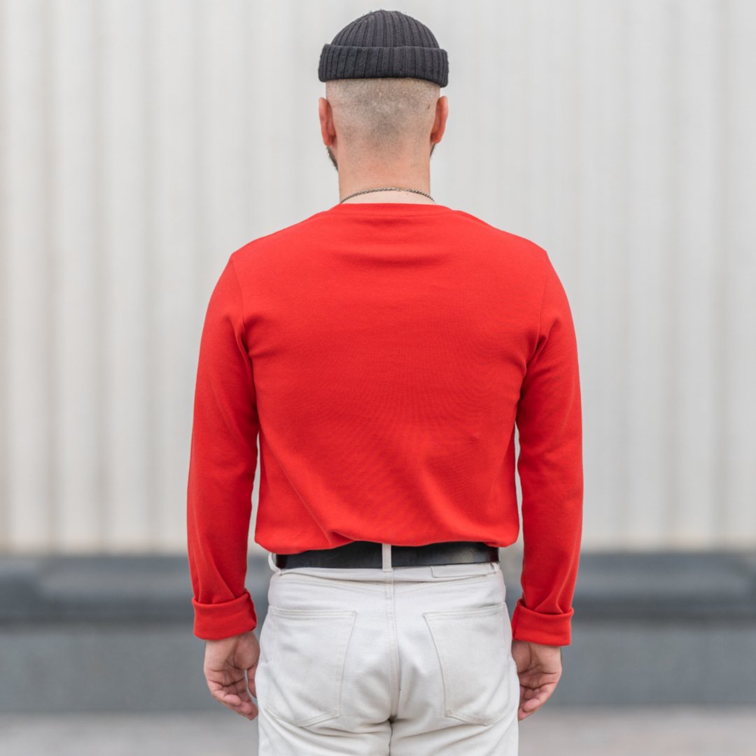 Blackhorse Lane Ateliers - Heavyweight Organic Cotton Long Sleeve T-Shirt, Red - Buy Me Once UK