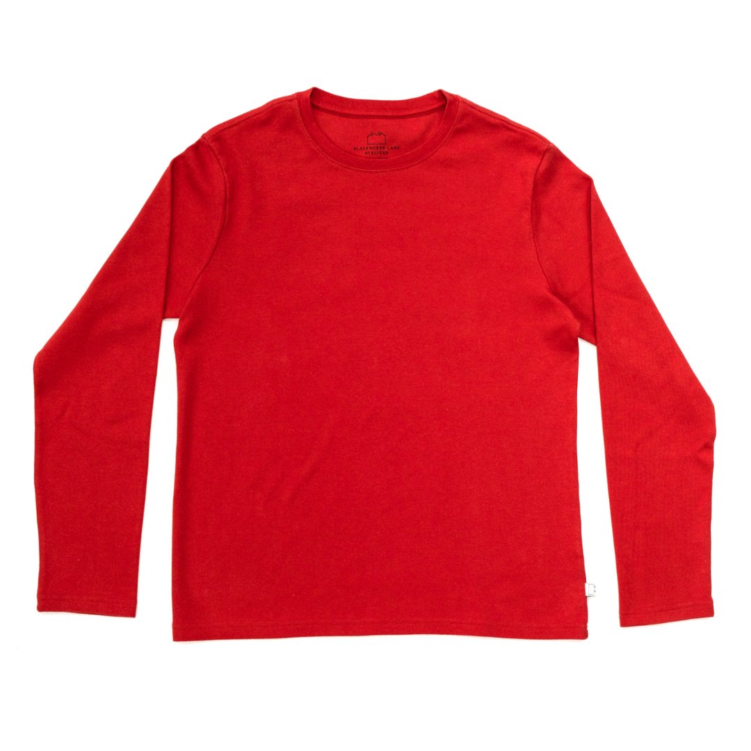 Blackhorse Lane Ateliers - Heavyweight Organic Cotton Long Sleeve T-Shirt, Red - Buy Me Once UK