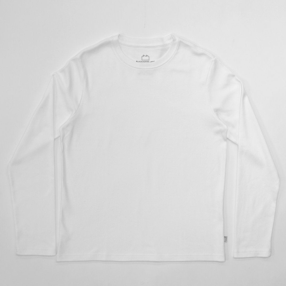 Blackhorse Lane Ateliers - Heavyweight Organic Cotton Long Sleeve T-Shirt, White - Buy Me Once UK