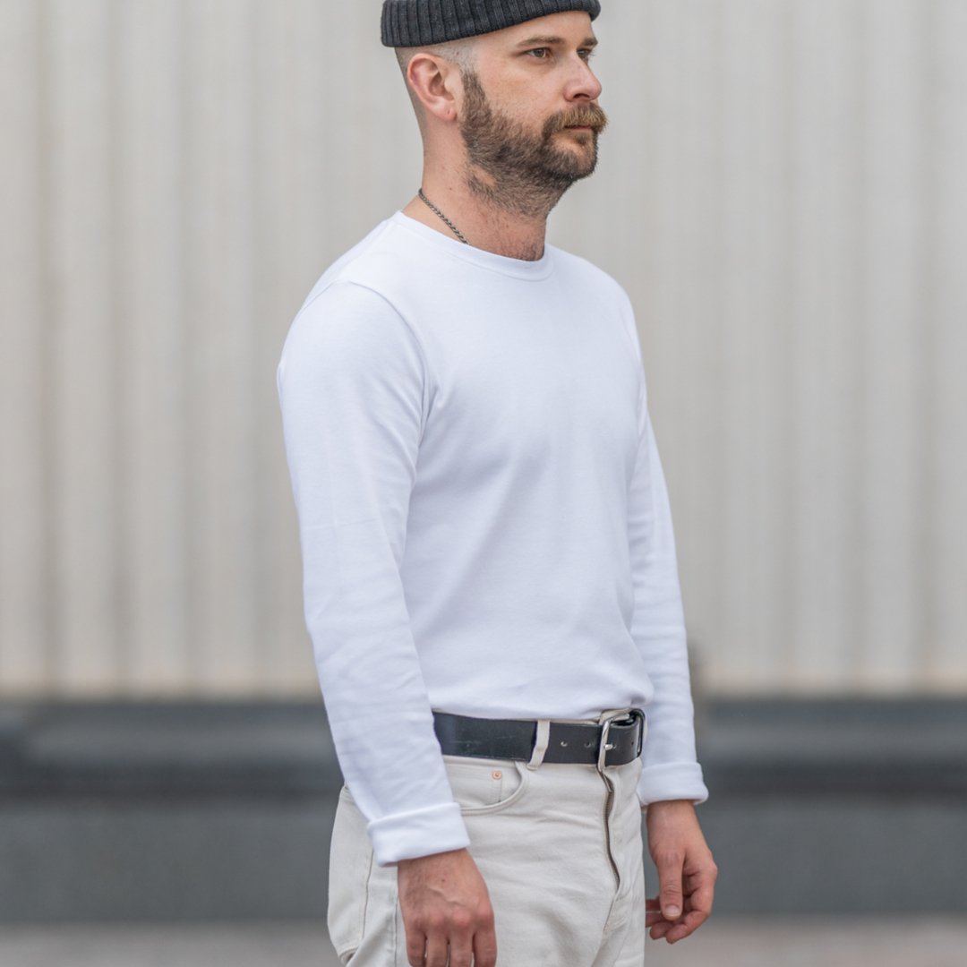 Blackhorse Lane Ateliers - Heavyweight Organic Cotton Long Sleeve T-Shirt, White - Buy Me Once UK