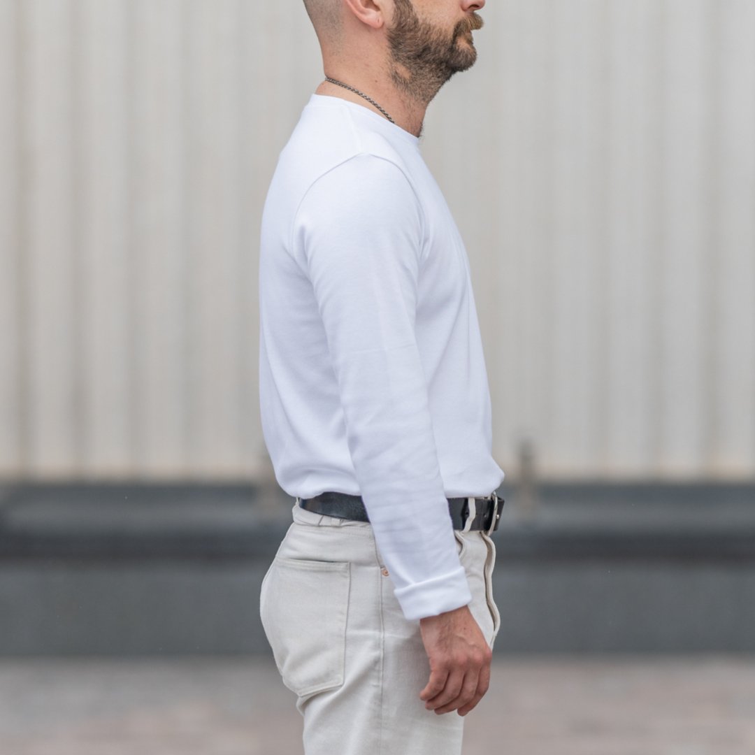 Blackhorse Lane Ateliers - Heavyweight Organic Cotton Long Sleeve T-Shirt, White - Buy Me Once UK