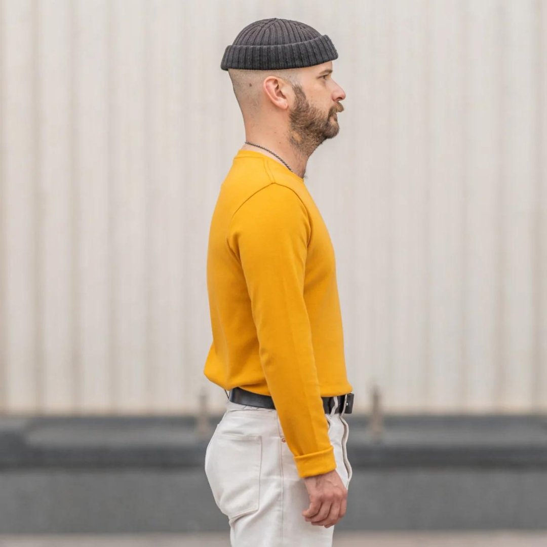 Blackhorse Lane Ateliers - Heavyweight Organic Cotton Long Sleeve T-Shirt, Yellow - Buy Me Once UK