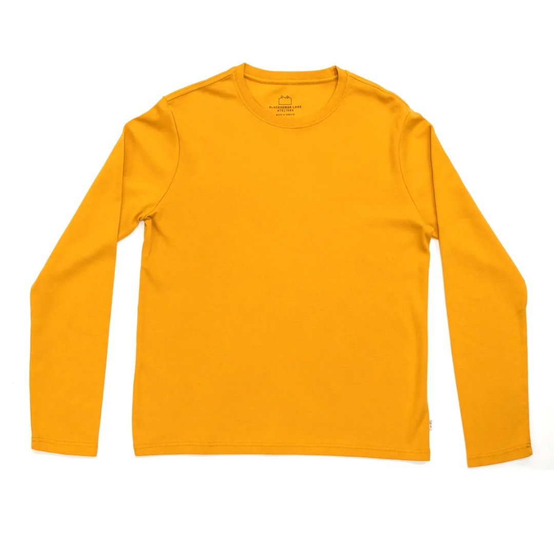 Blackhorse Lane Ateliers - Heavyweight Organic Cotton Long Sleeve T-Shirt, Yellow - Buy Me Once UK