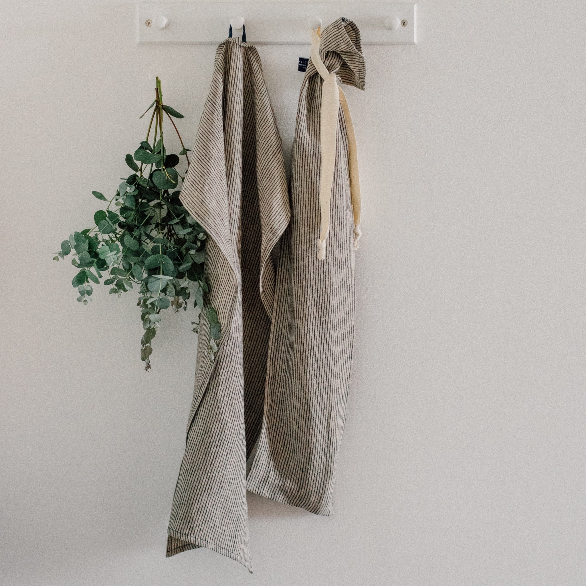 Helen Round - Linen Tea Towel, Dark Blue Stripes - Buy Me Once UK