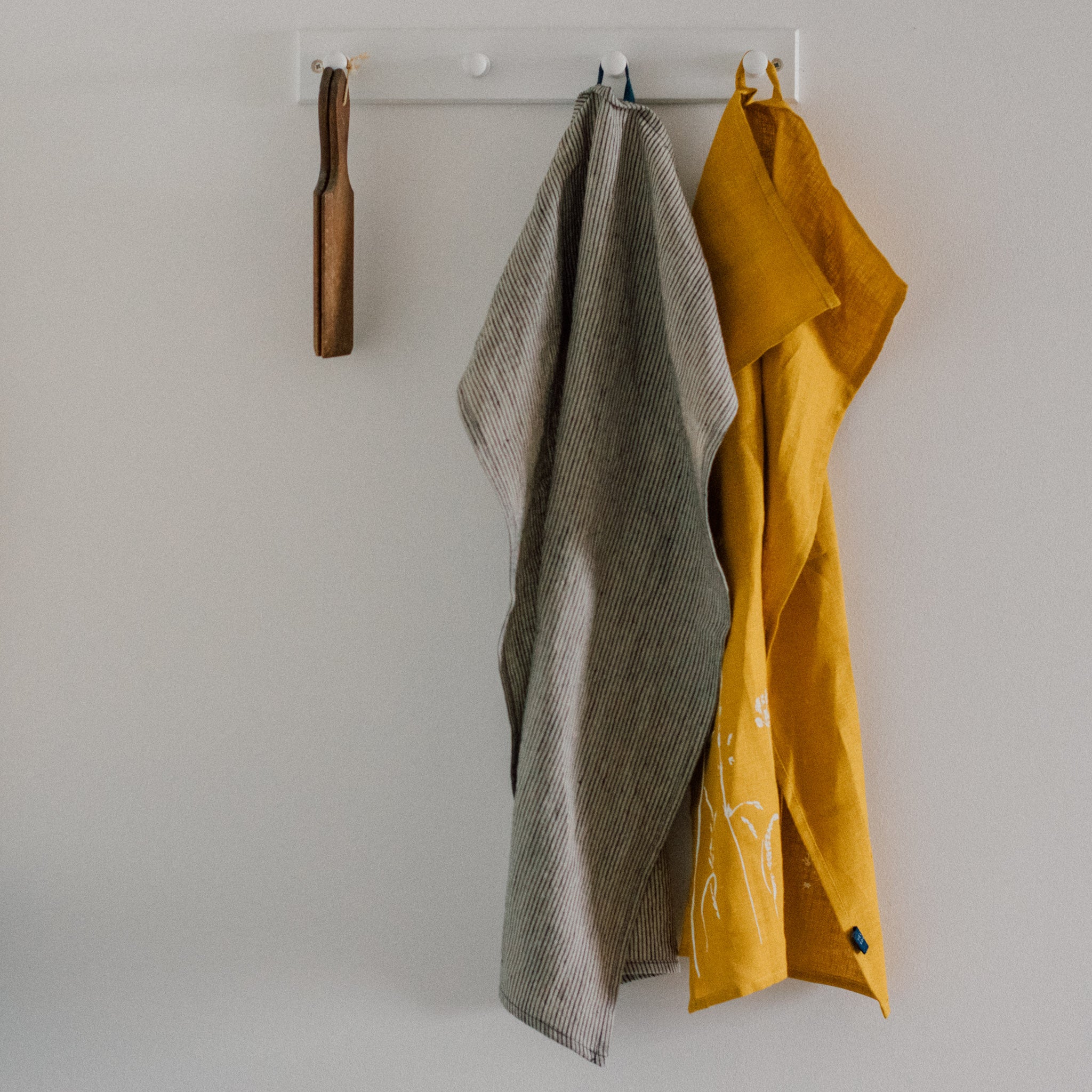 Helen Round - Linen Tea Towel, Dark Blue Stripes - Buy Me Once UK