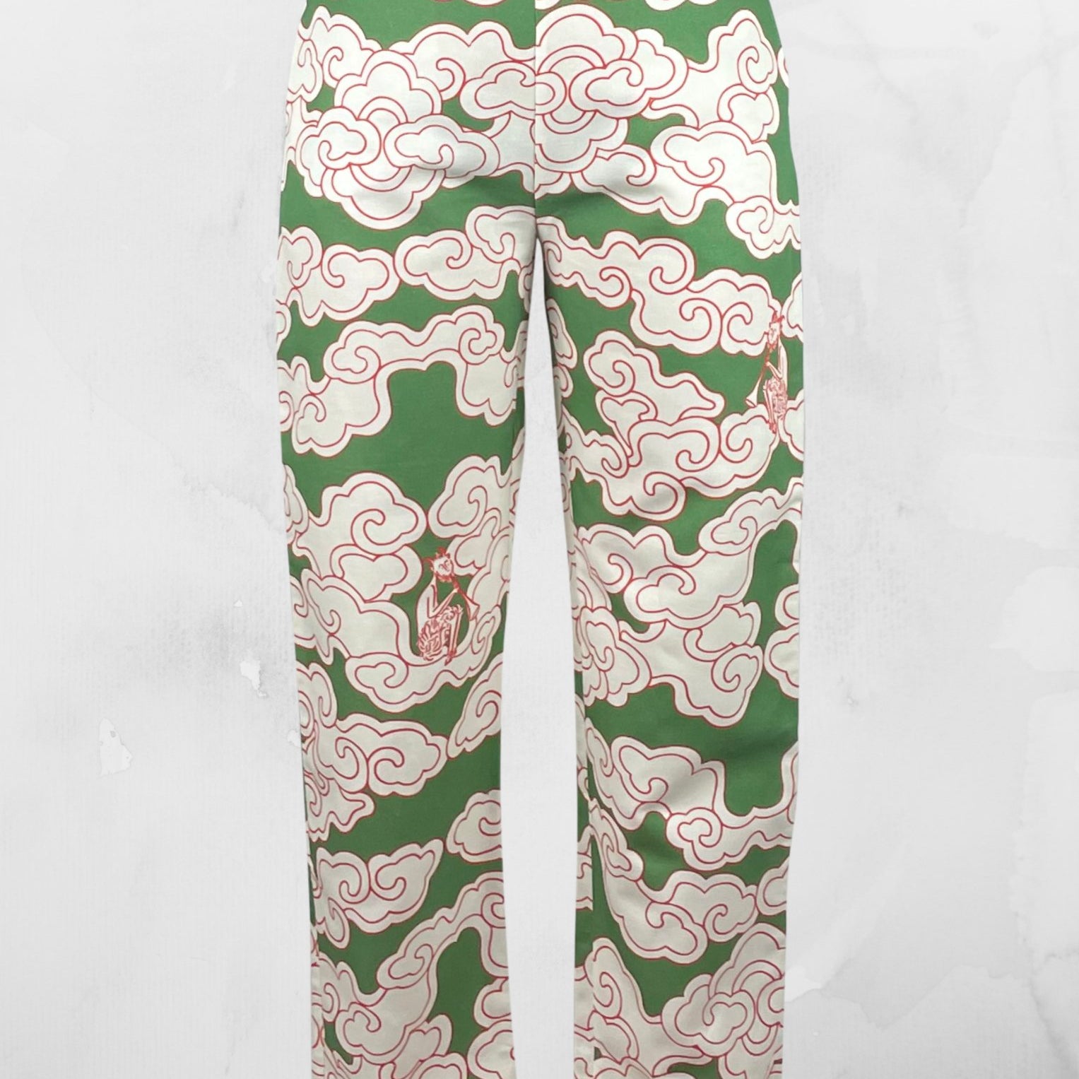 Wild Clouds - Organic Cotton & Linen Green Clouds Pyjama Trousers - Buy Me Once UK