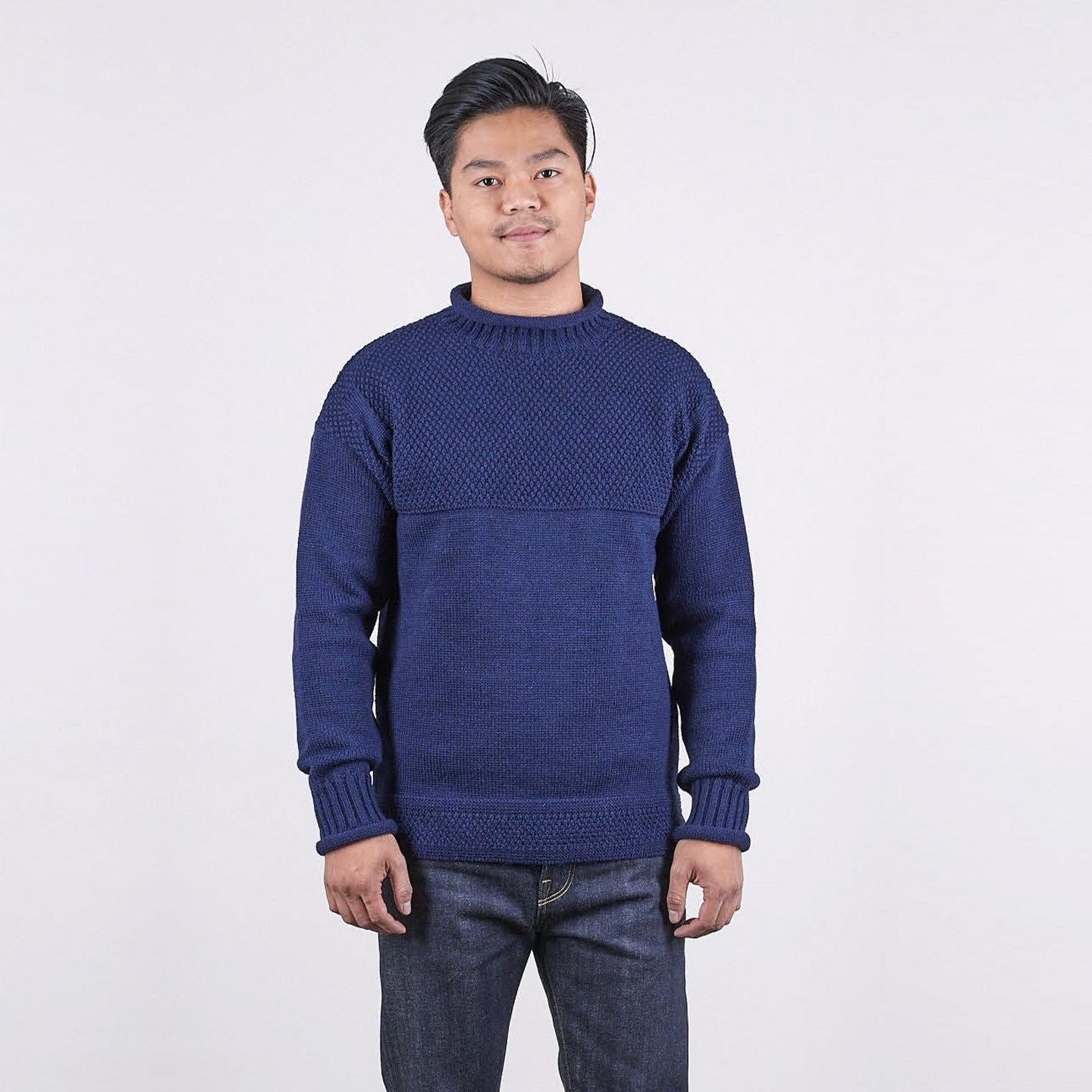 Blackhorse Lane Ateliers - SE28 British Wool Guernsey Unisex Sweater, Navy - Buy Me Once UK