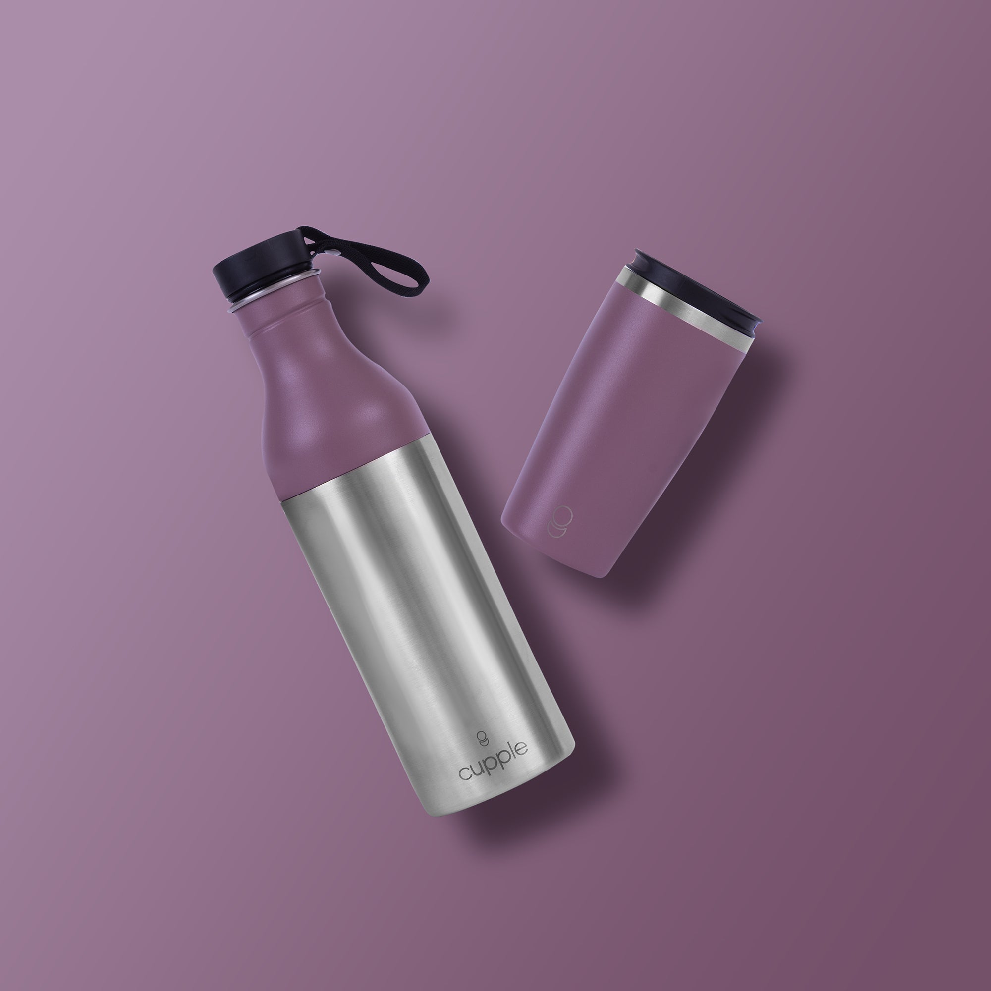Cupple - Water Bottle & Coffee Cup, Grape - Buy Me Once UK