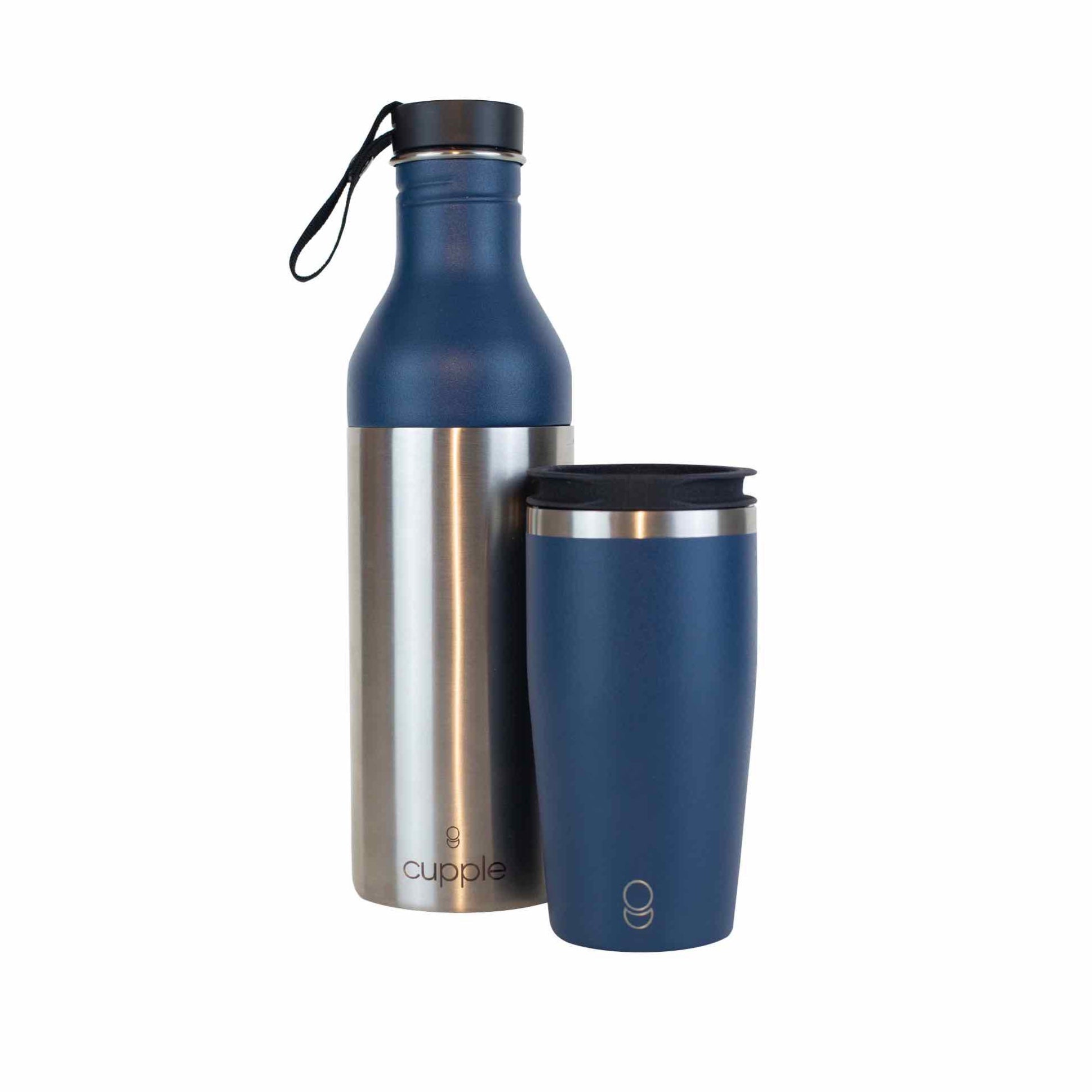 Cupple - Water Bottle & Coffee Cup, Midnight Blue - Buy Me Once UK