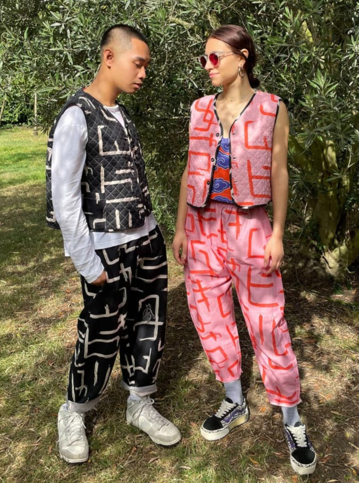 wild clouds black and white balloon trousers - sustainable fashion