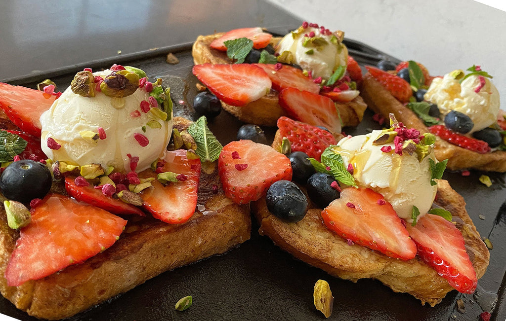 French Cinnamon toast with ice cream and fresh berries. - Buy Me Once UK