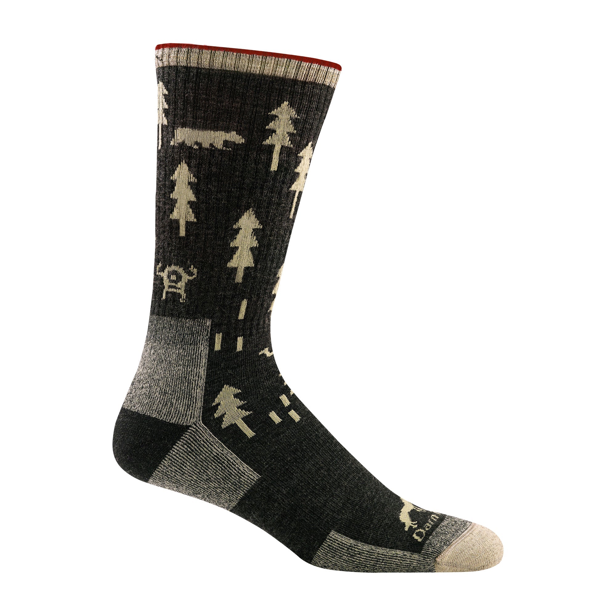 Mens Forest Patterned Boot Midweight Merino Wool Hiking Socks