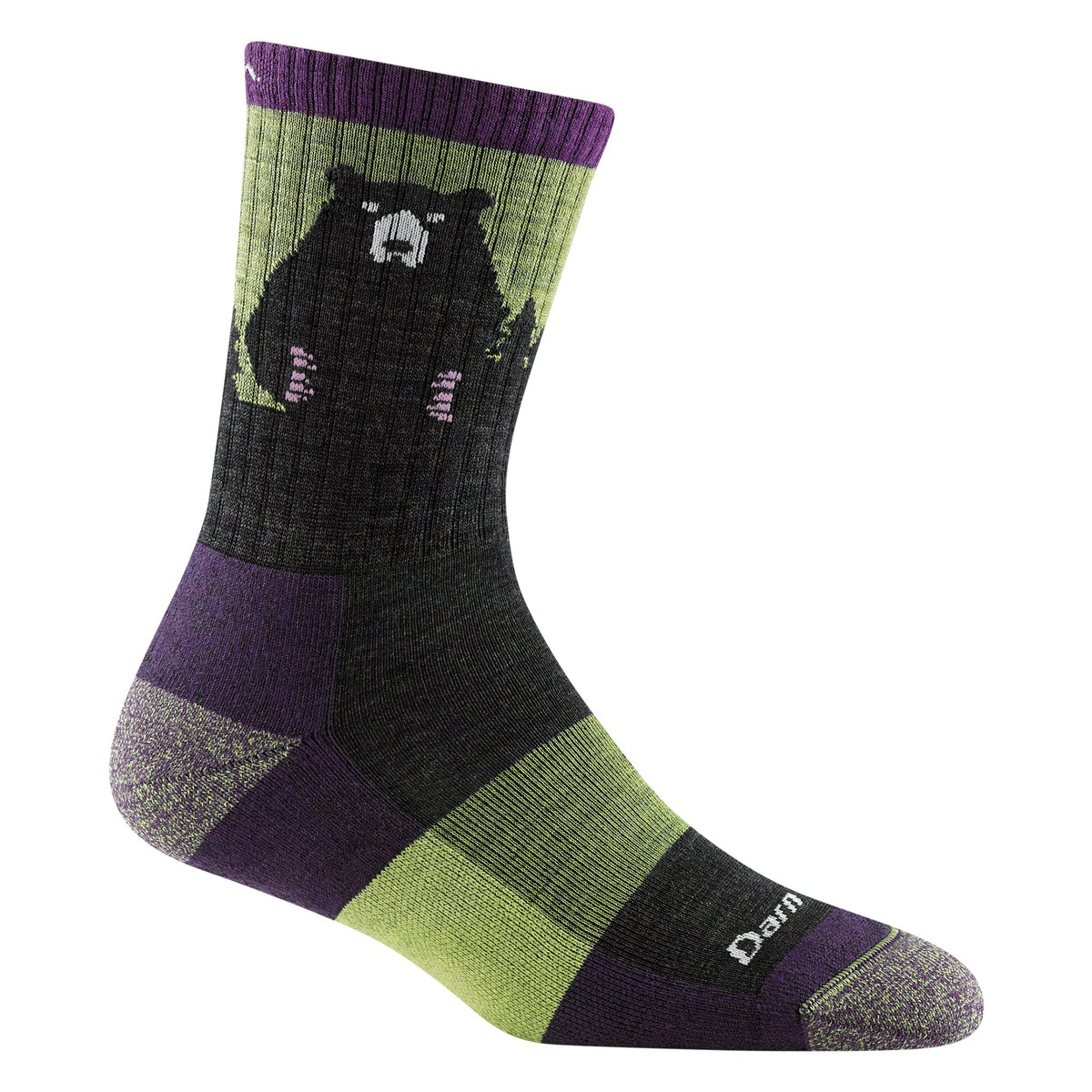 Darn Tough Ladies Novelty Bear Patterned Hiking Merino Socks L / Lime – Lifetime Guarantee