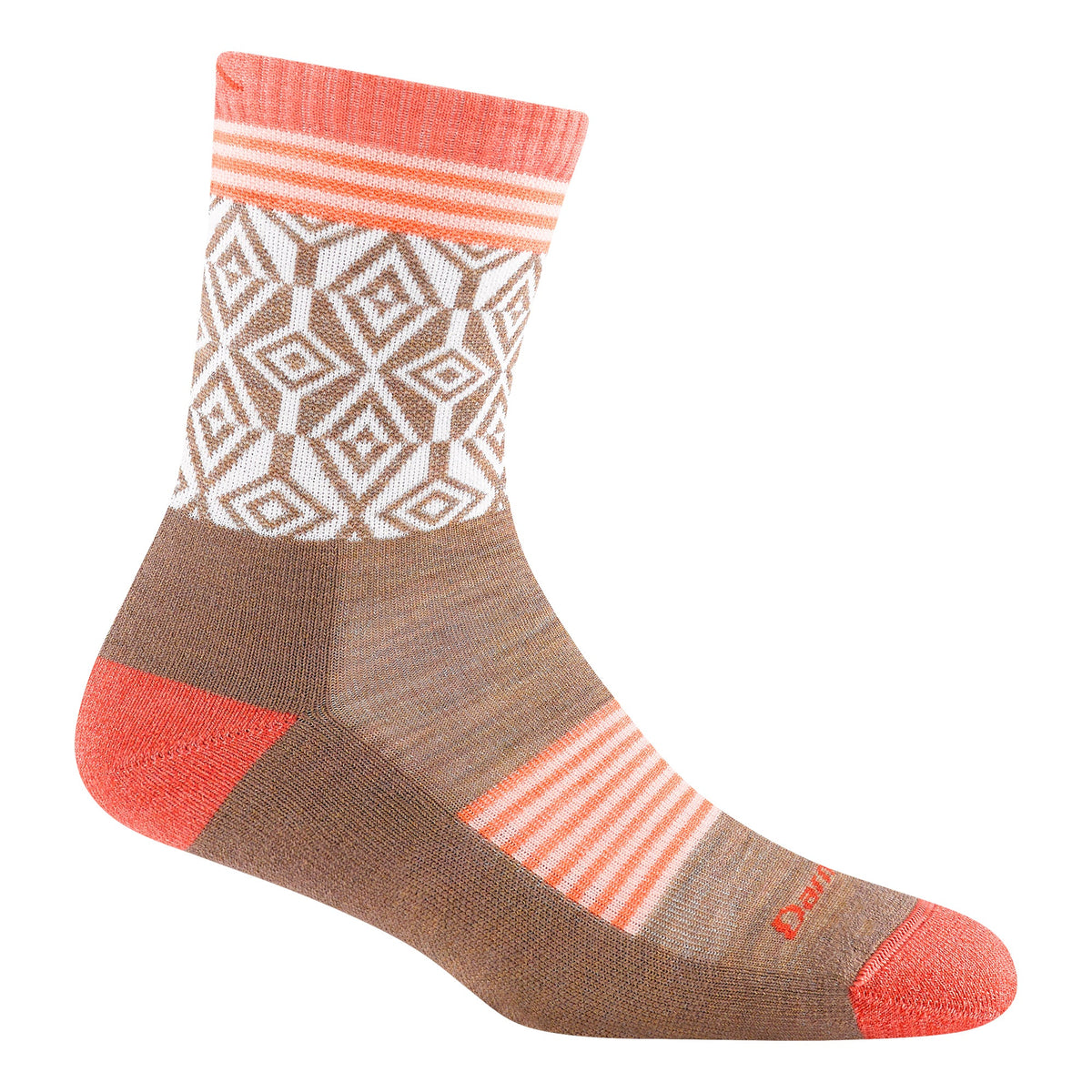 Darn Tough Ladies Patterned Micro Crew Hiking Merino Socks L / Bark – Lifetime Guarantee