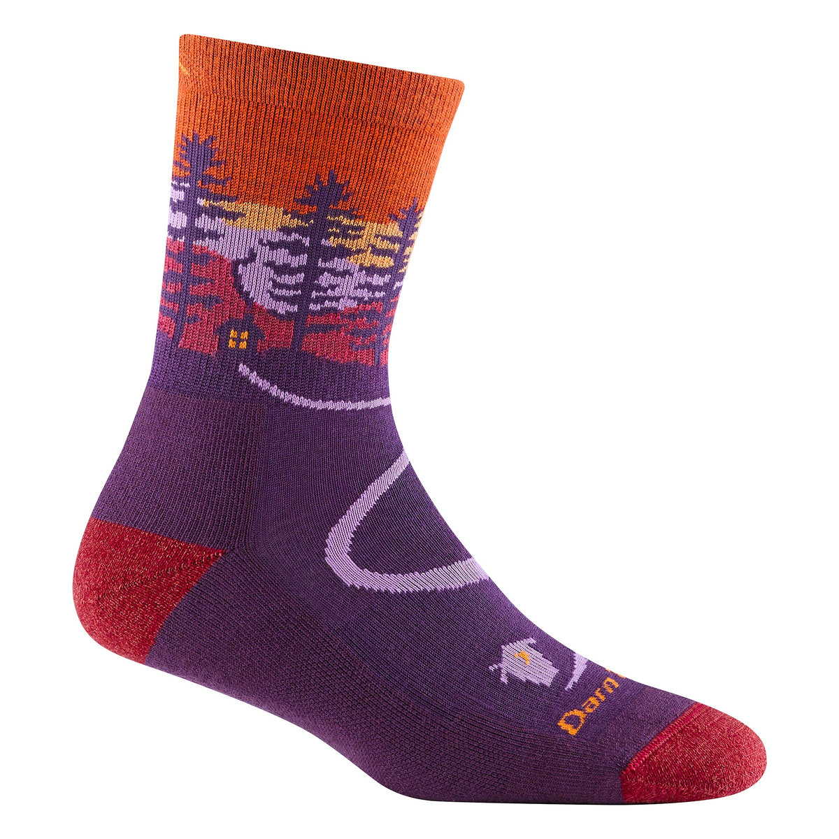 Darn Tough Ladies Northwoods Micro Crew Patterned Cushioned Hiking Socks L / Nightshade – Lifetime Guarantee