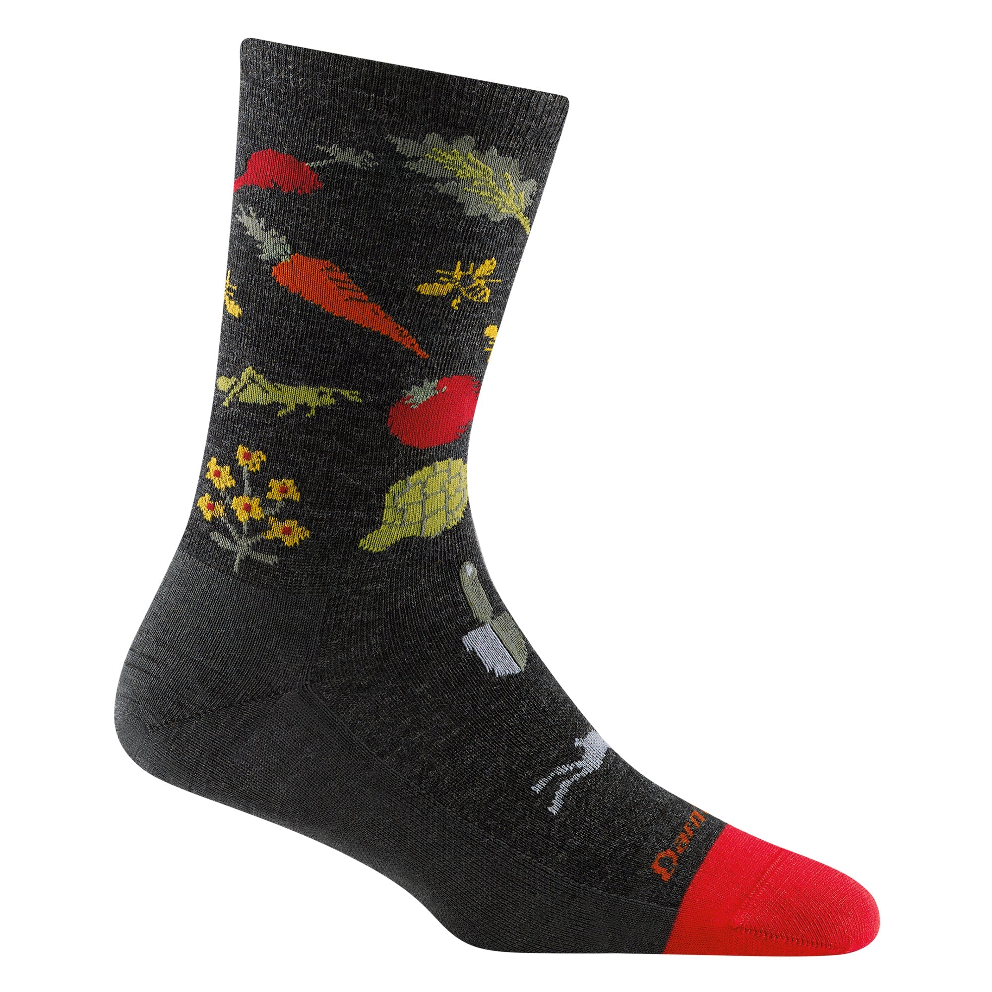 Ladies Vegetable Patterned Lightweight Merino Wool Crew Socks