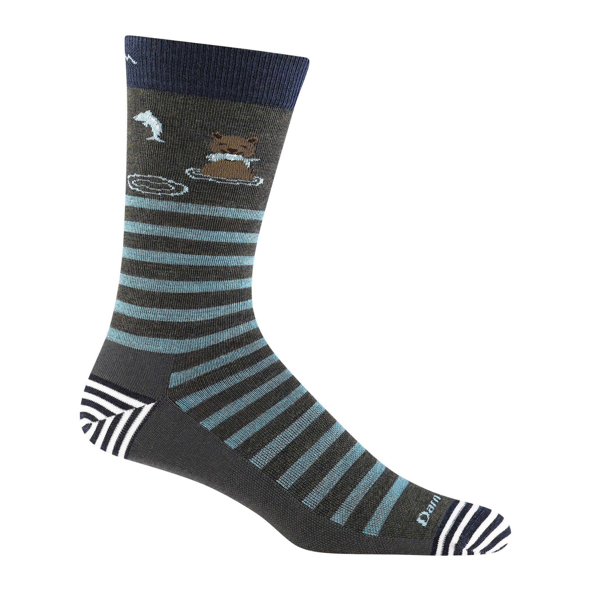 Mens Animal Patterned Crew Lightweight Seamless Merino Wool Socks