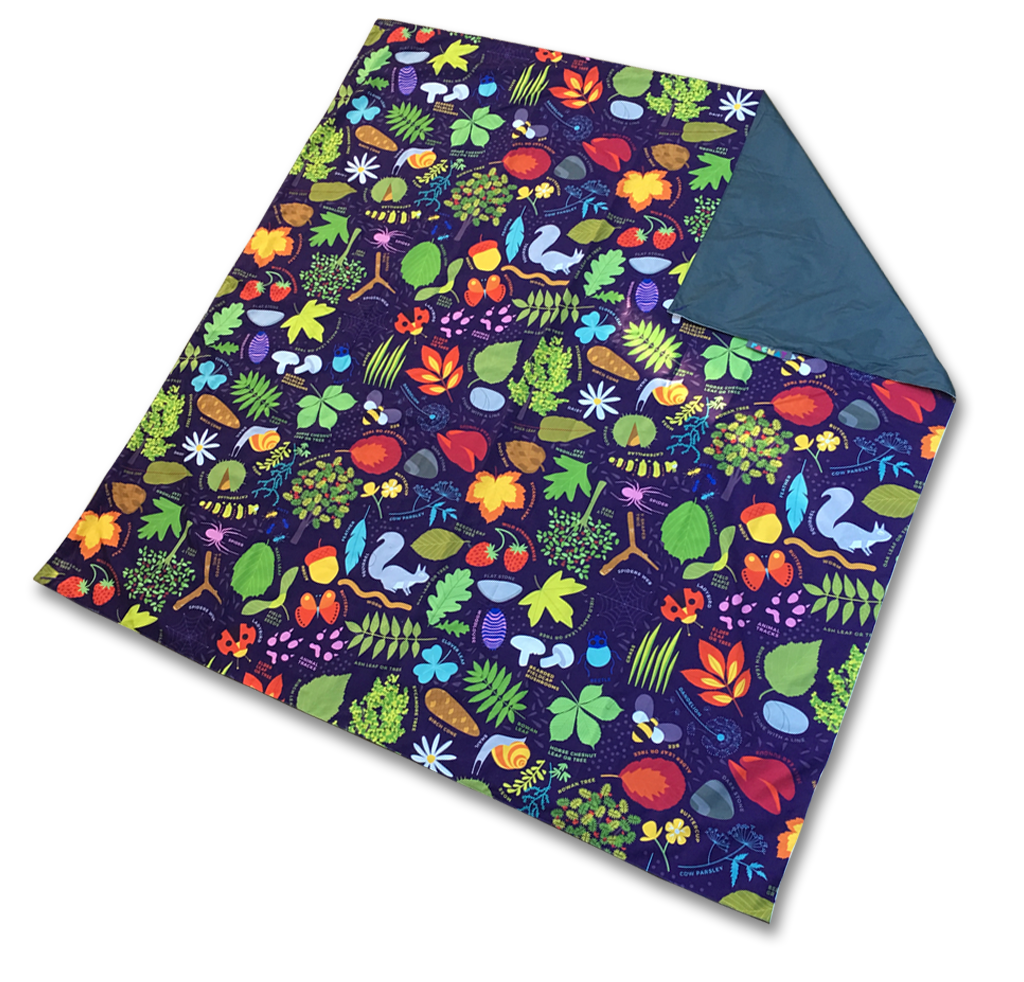Nature Print Waterproof Recycled Material Picnic Blanket Family