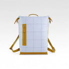 Elvis & Kresse large backpack in pale blue rescued leather with fire-hose