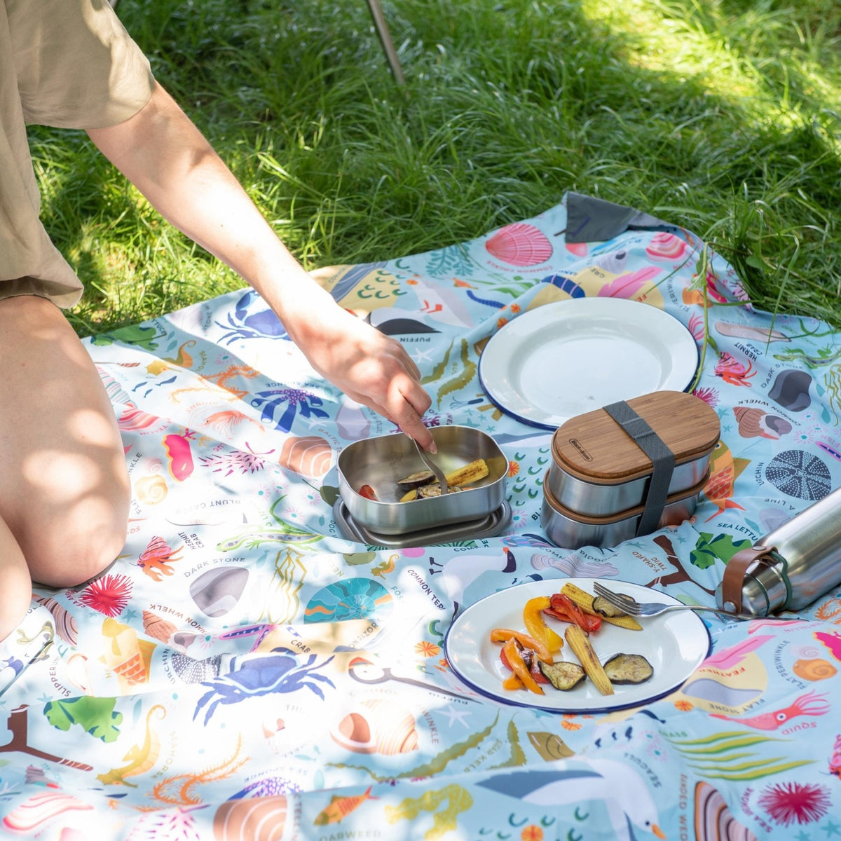 Beach Print Recycled Material Waterproof Picnic Blanket