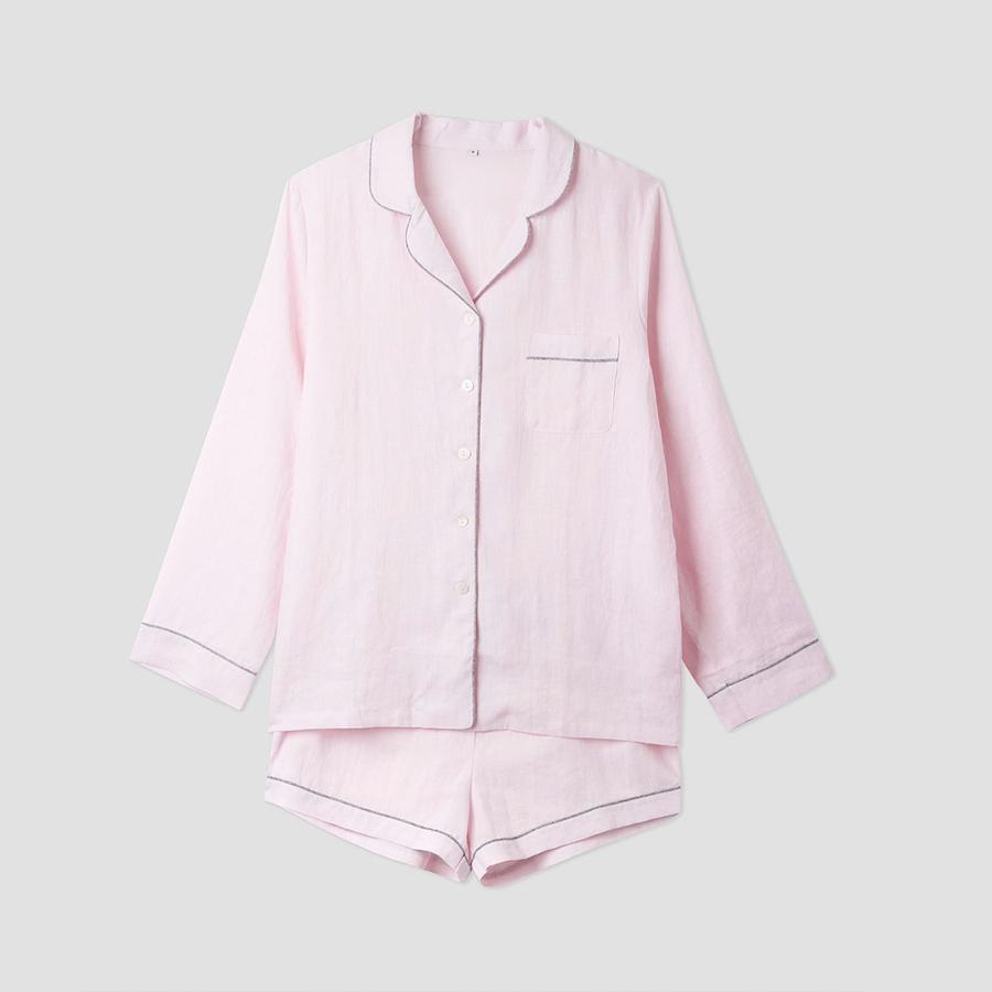 Piglet in Bed - Blush Pink Linen Pyjama Shorts Set - Buy Me Once UK