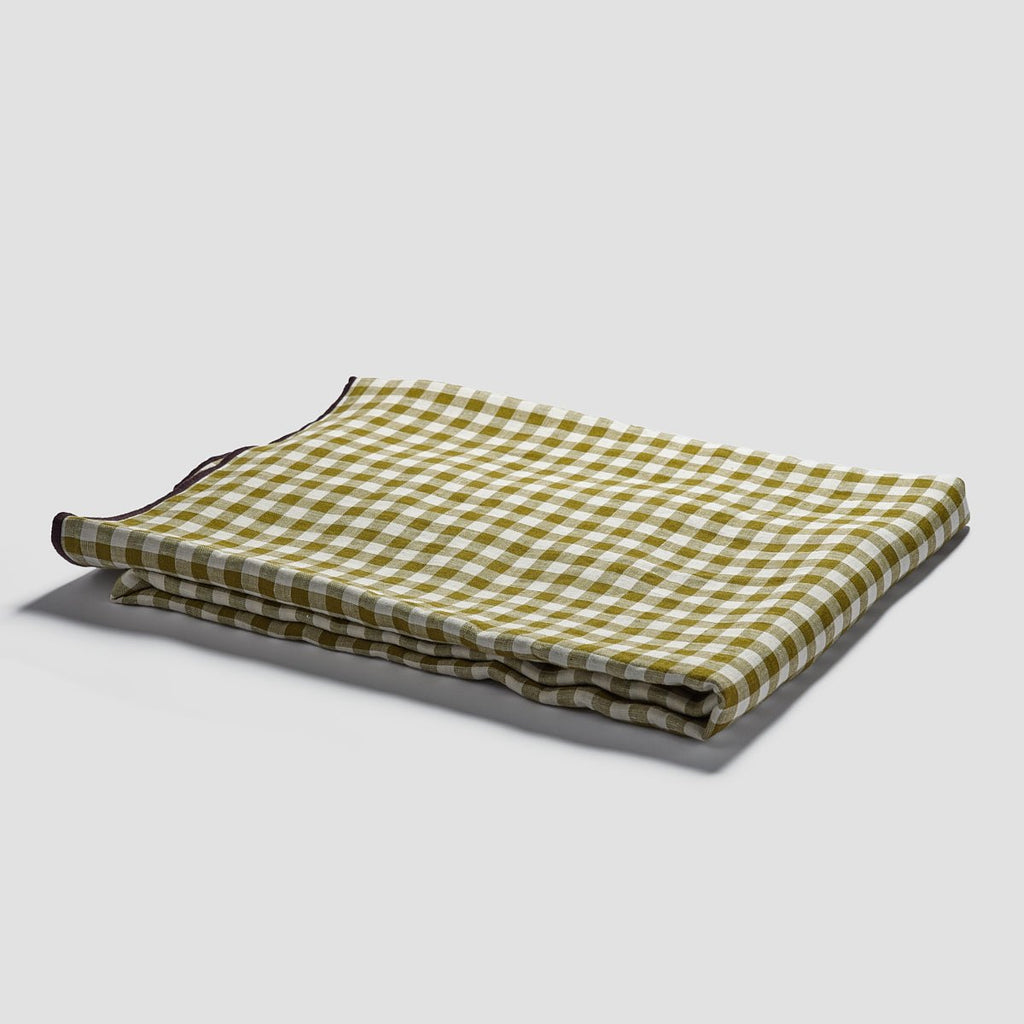 Piglet in Bed - Botanical Green Gingham Linen Tablecloth - Buy Me Once UK