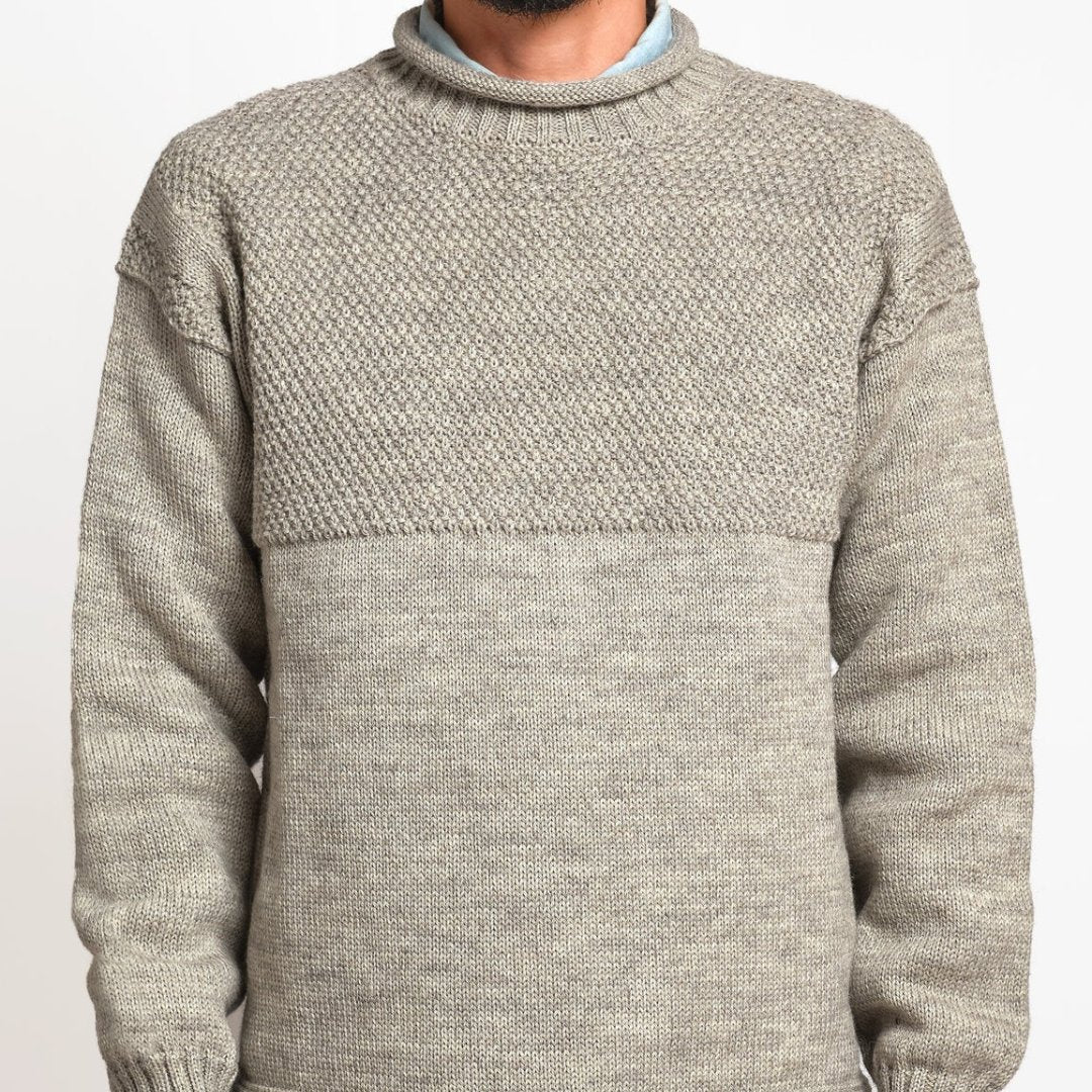 British Wool Guernsey Jumper Oatmeal