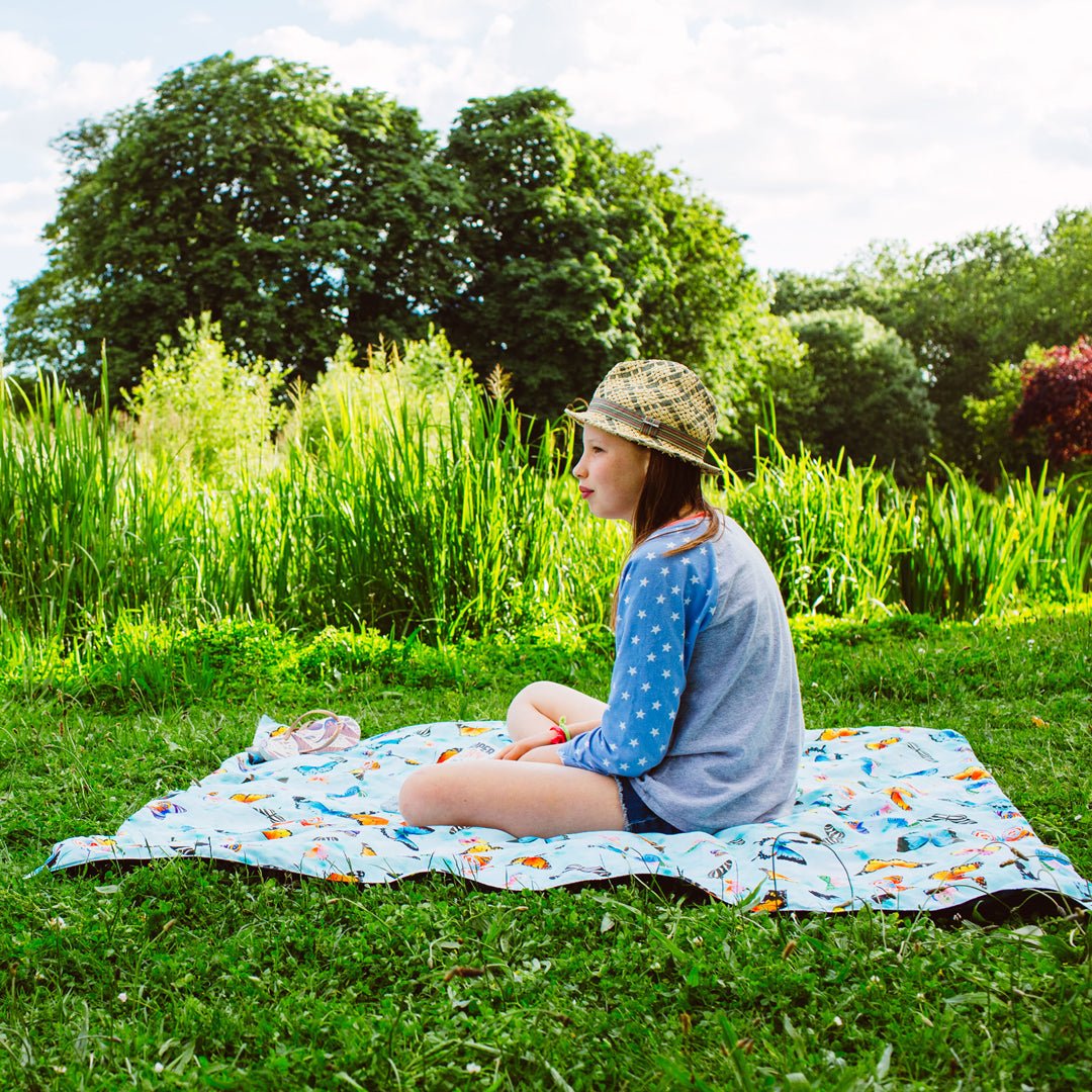 Butterfly Print Recycled Material Picnic Blanket Family
