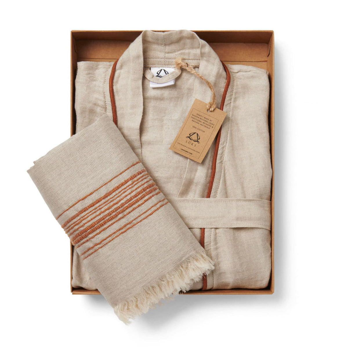 Ceren Robe & Towel Gift Set Tobacco