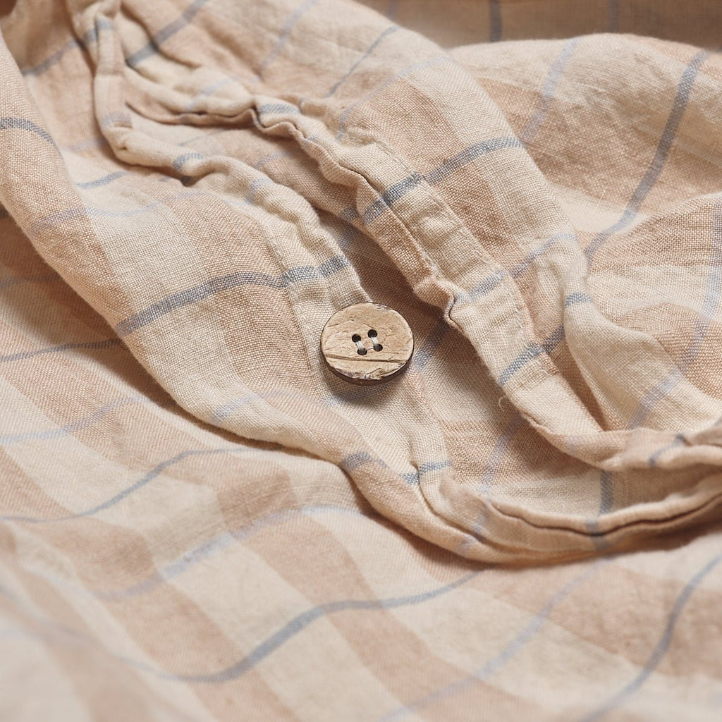 Piglet in Bed - Check Stripe Linen Duvet Cover, Café au Lait - Buy Me Once UK