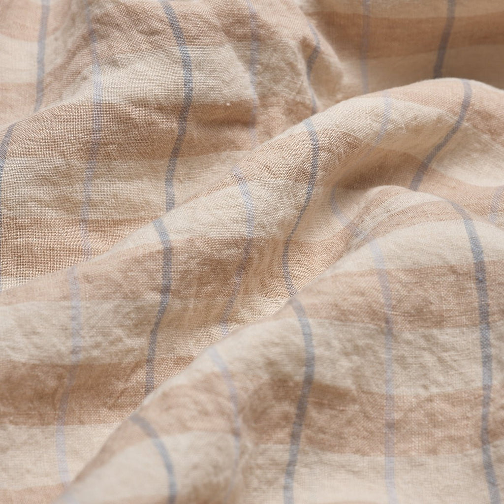 Piglet in Bed - Check Stripe Linen Pillowcases (Pair), Café au Lait - Buy Me Once UK