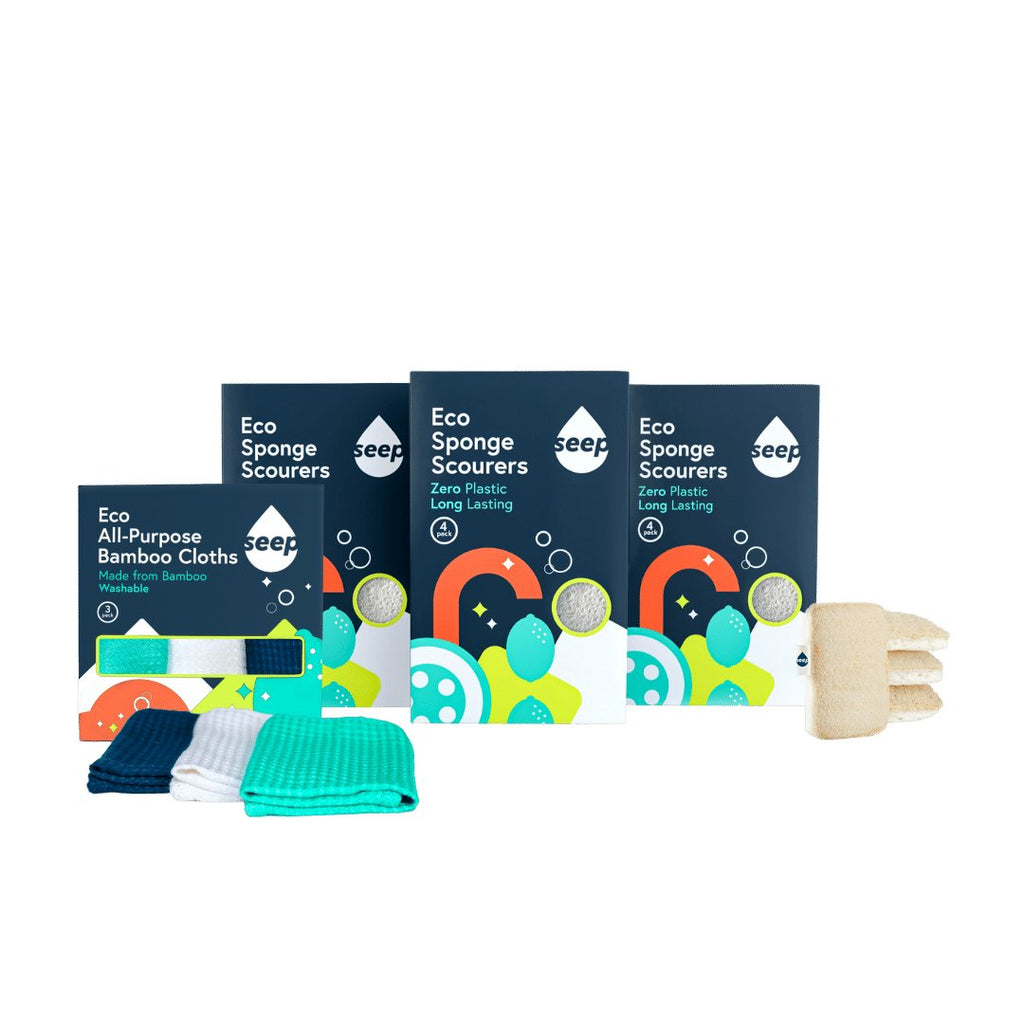 Seep - Eco Sponge & Cloth Bundle, Set of 15 - Buy Me Once UK